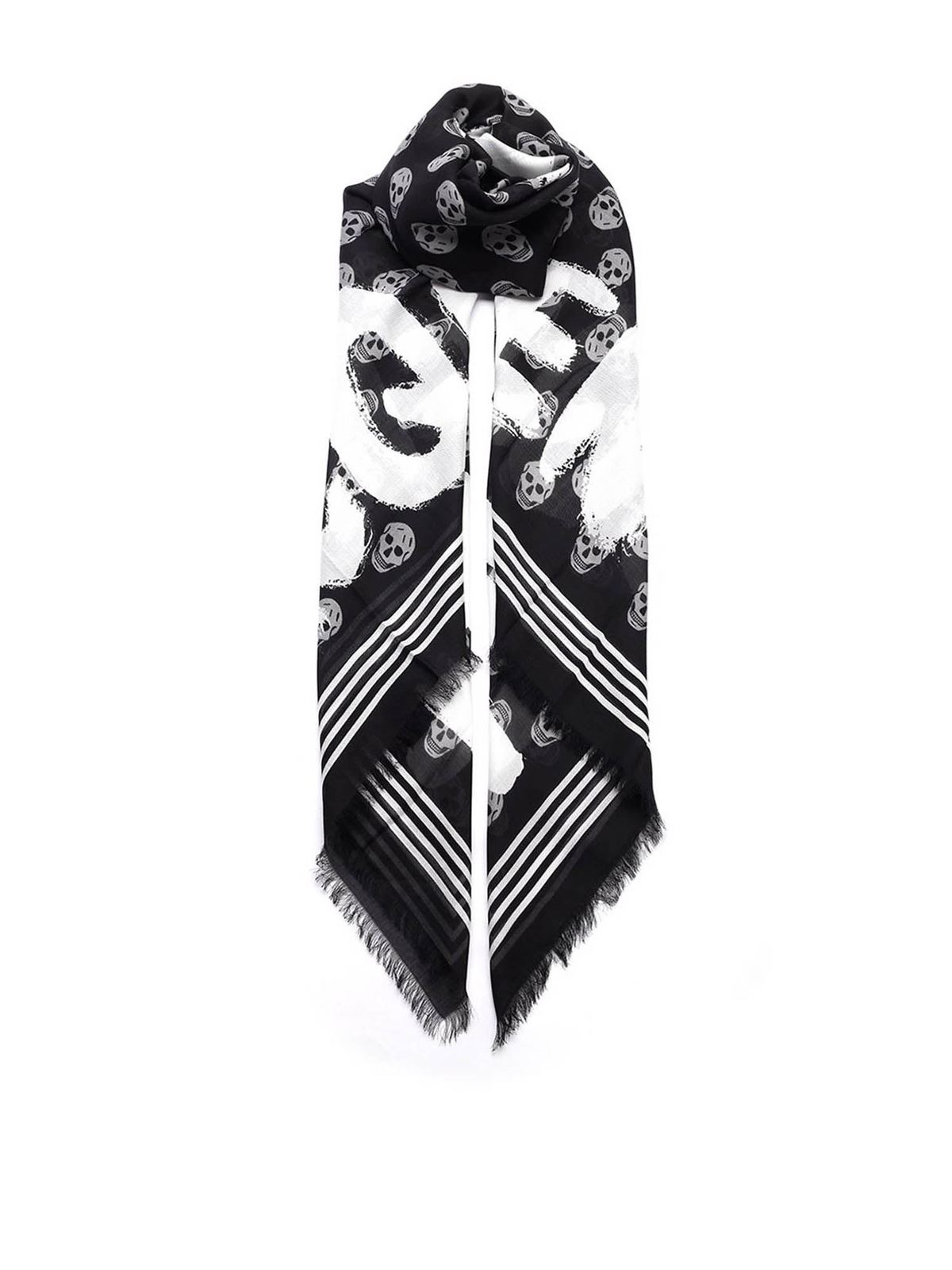 Graffiti Biker shawl in black 6611494418Q1078 (Alexander McQUEEN / スカーフ・マフラー ) | Alexander McQUEEN (アレキサンダー・マックイーン)