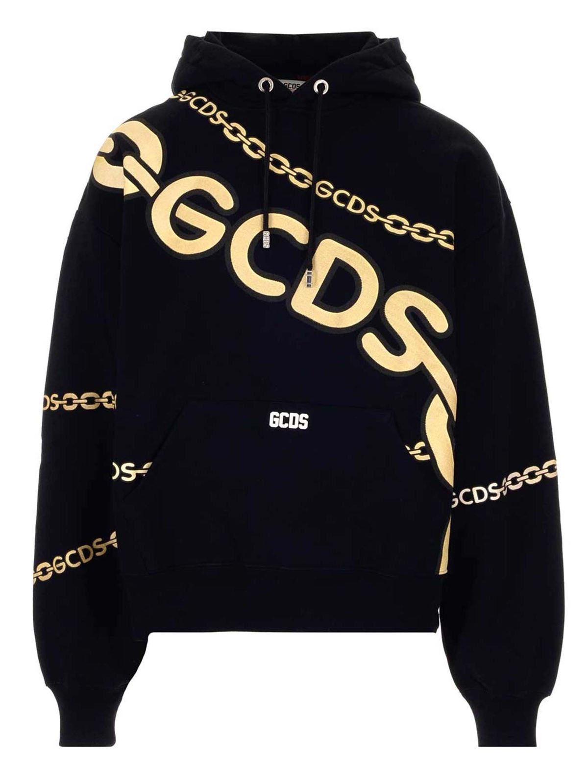 Logo printed hoodie in black and yellow CC94M02151902 (GCDS / スウェット・フーディー ) | GCDS (ジーシーディーエス)
