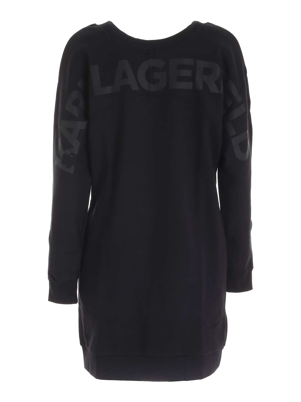 Rubberized logo print dress in black 206W1364999 (KARL LAGERFELD / ワンピース・ドレス・オールインワン ) | KARL LAGERFELD (カール・ラガーフェルド)(1)