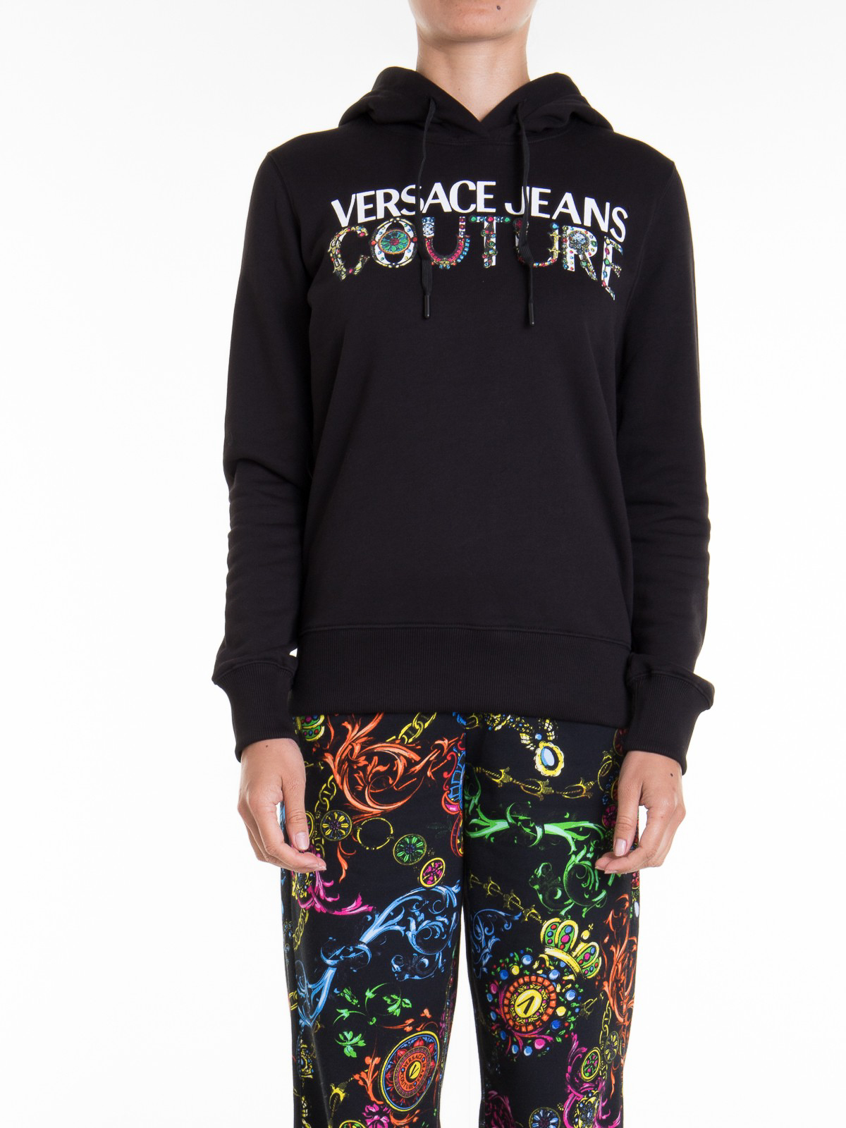 Logo print cotton hoodie. 71HAIF4CF00F899 (VERSACE JEANS COUTURE / スウェット・フーディー ) | VERSACE JEANS COUTURE (ヴェルサーチェ ジーンズ クチュール)(2)