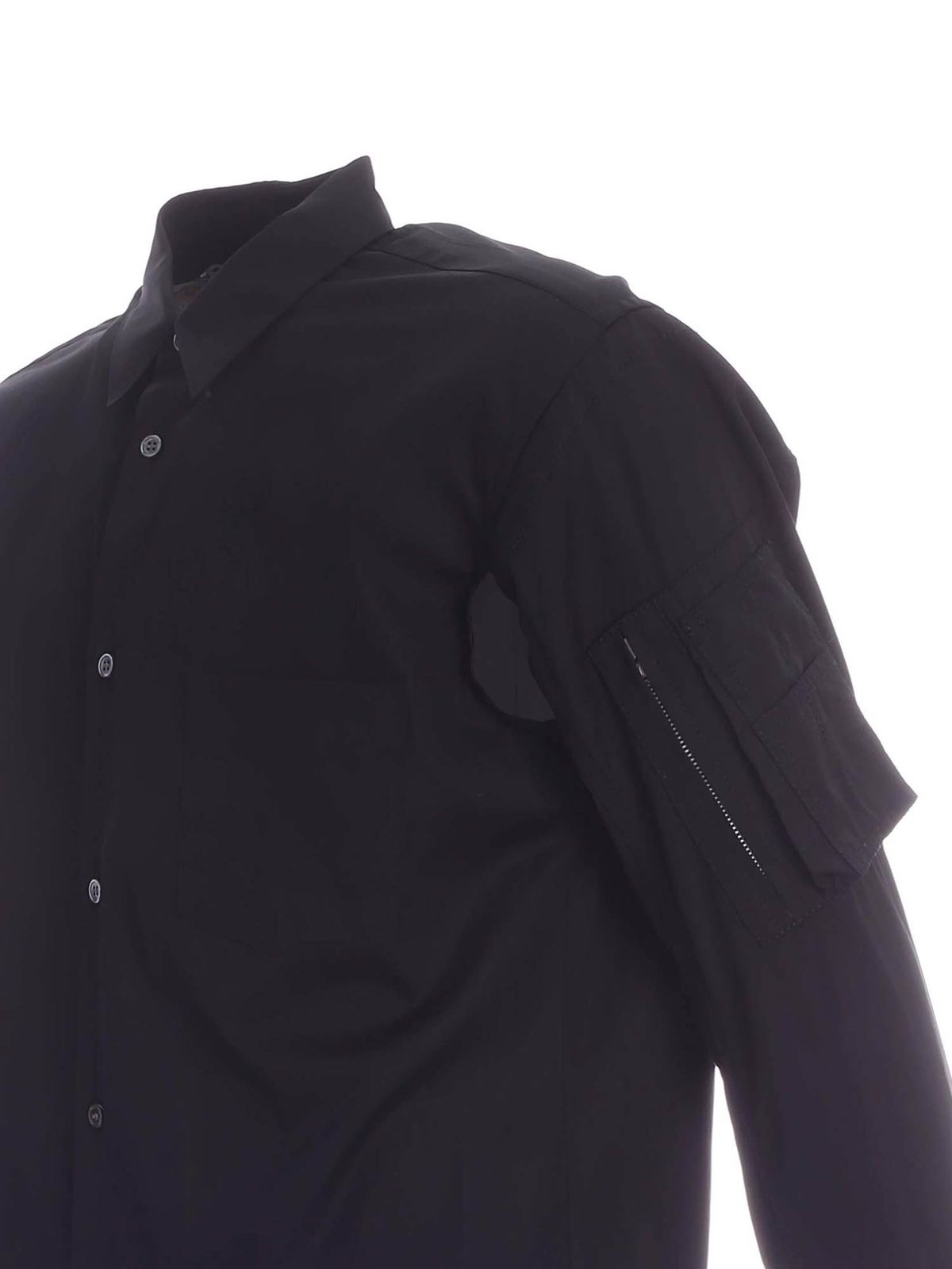 Knitted cuffs shirt in black S280541 (Comme Des Garçons SHIRT / シャツ・ブラウス ) | Comme Des Garçons SHIRT (コムデギャルソン シャツ)(2)