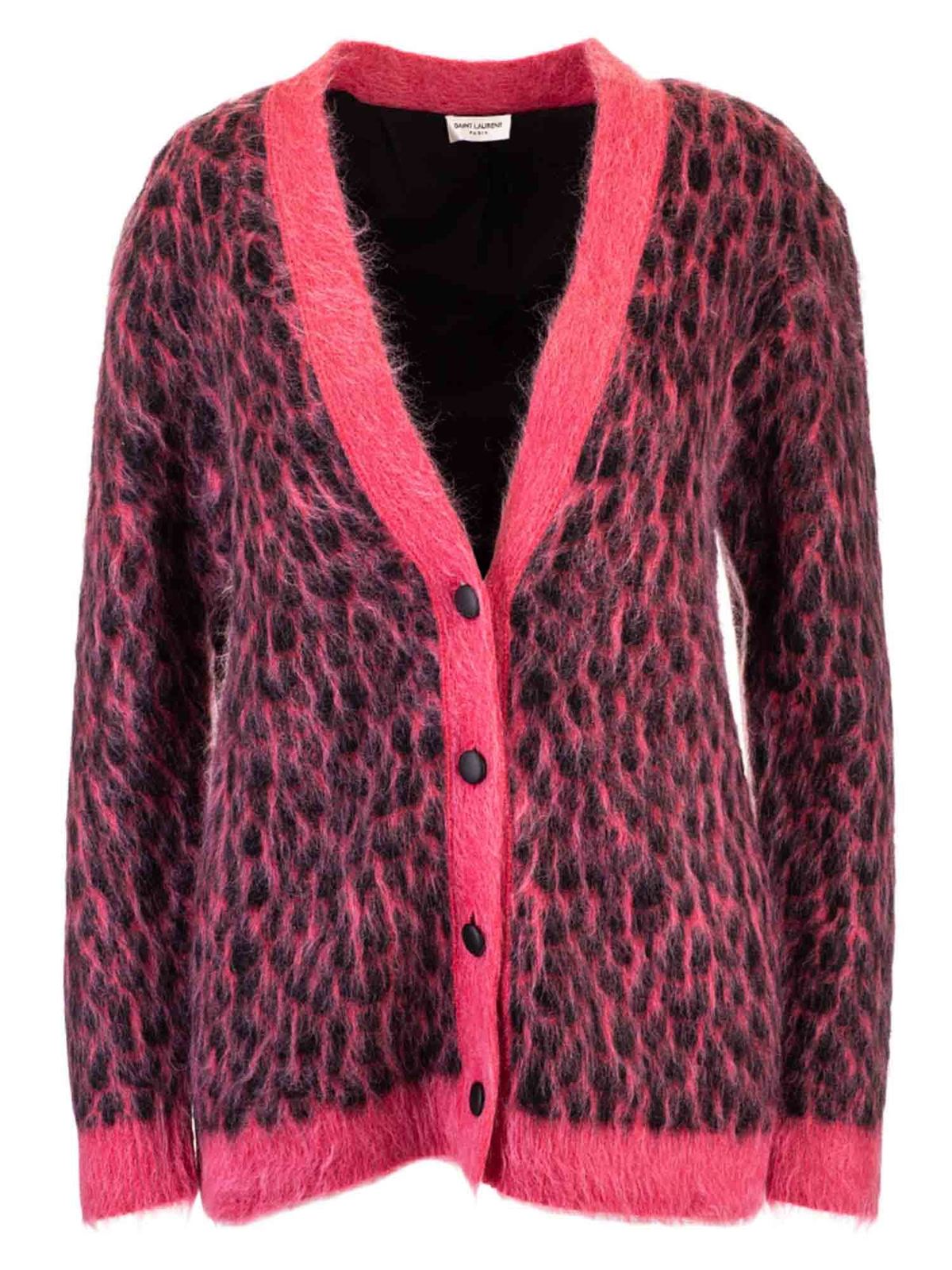 Animalier jacquard cardigan in pink 633897YATA25860 (Saint Laurent / ニット・セーター・カーディガン ) | Saint Laurent (サンローラン)