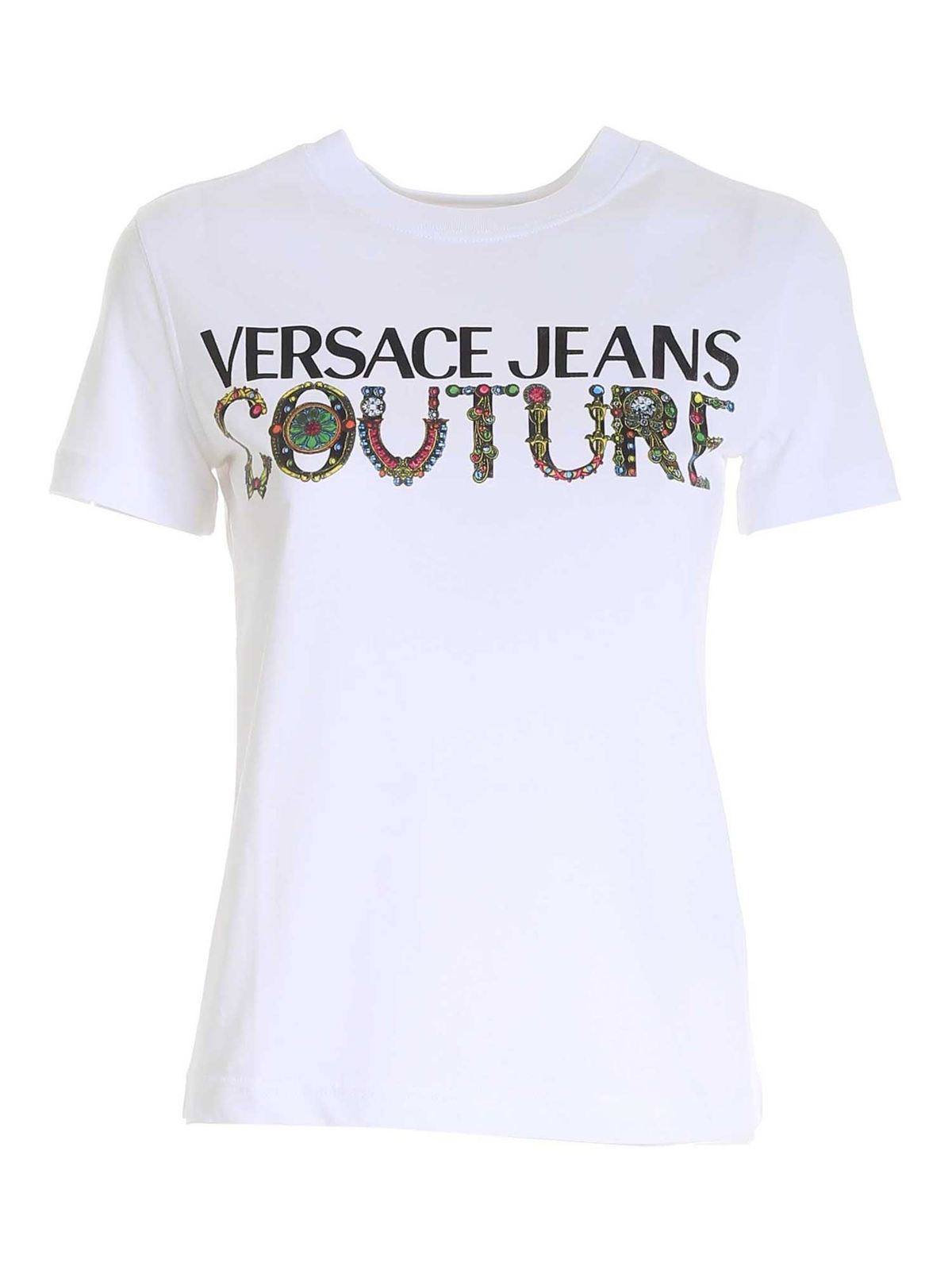 Logo T-shirt in white 71HAHF03CJ00F003 (VERSACE JEANS COUTURE / Tシャツ・カットソー ) | VERSACE JEANS COUTURE (ヴェルサーチェ ジーンズ クチュール)