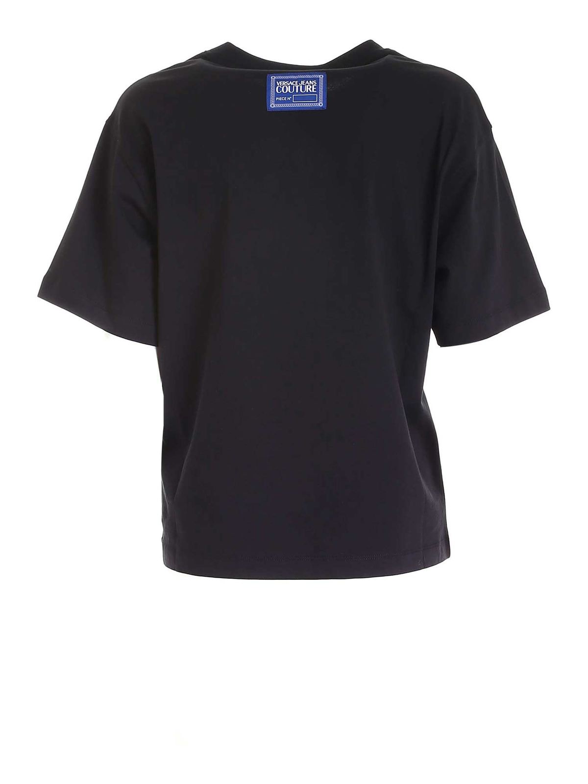 Multicolor lettering T-shirt in black 71HAHP02CJ00P899 (VERSACE JEANS COUTURE / Tシャツ・カットソー ) | VERSACE JEANS COUTURE (ヴェルサーチェ ジーンズ クチュール)(1)