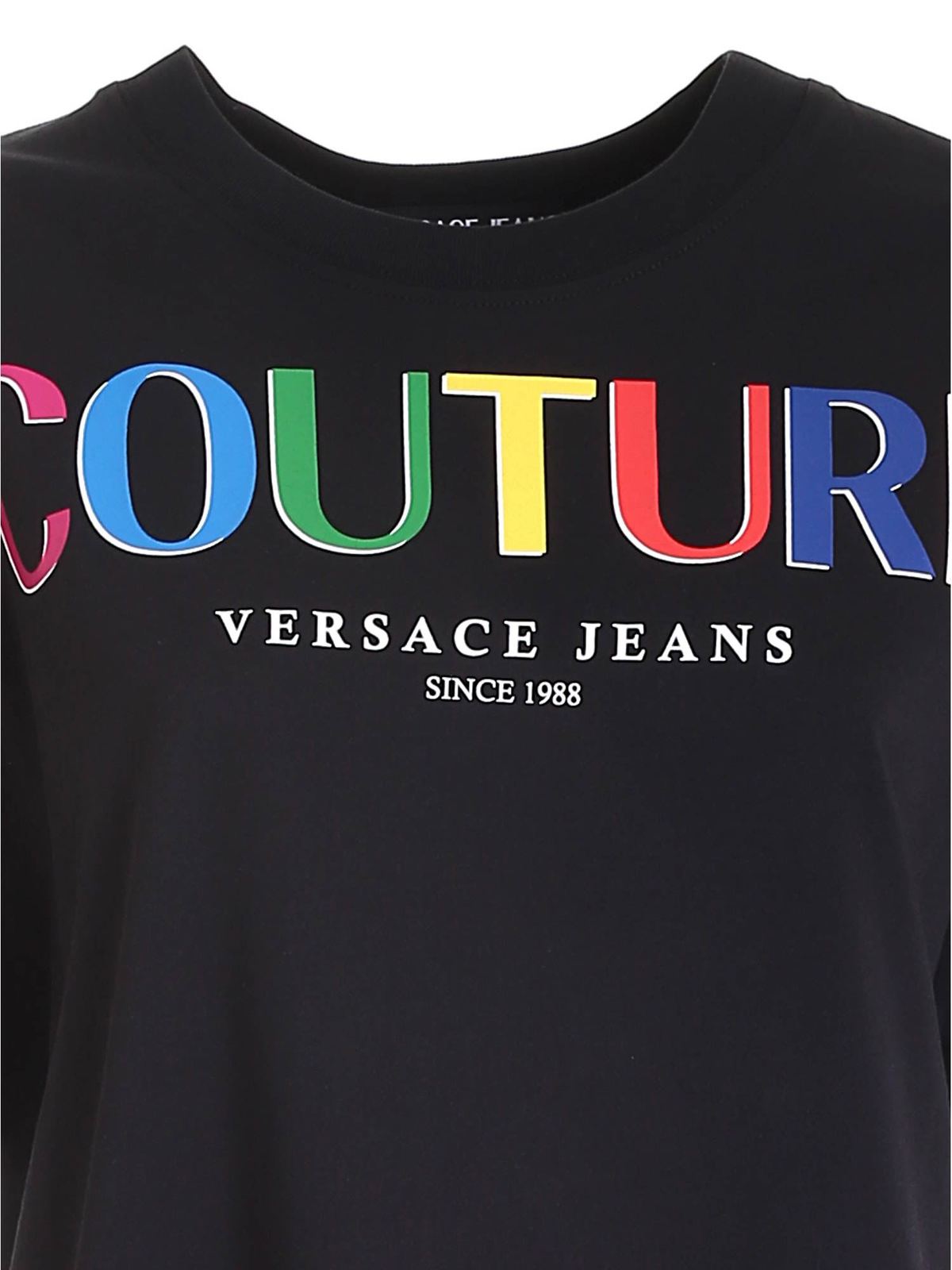 Multicolor lettering T-shirt in black 71HAHP02CJ00P899 (VERSACE JEANS COUTURE / Tシャツ・カットソー ) | VERSACE JEANS COUTURE (ヴェルサーチェ ジーンズ クチュール)(2)