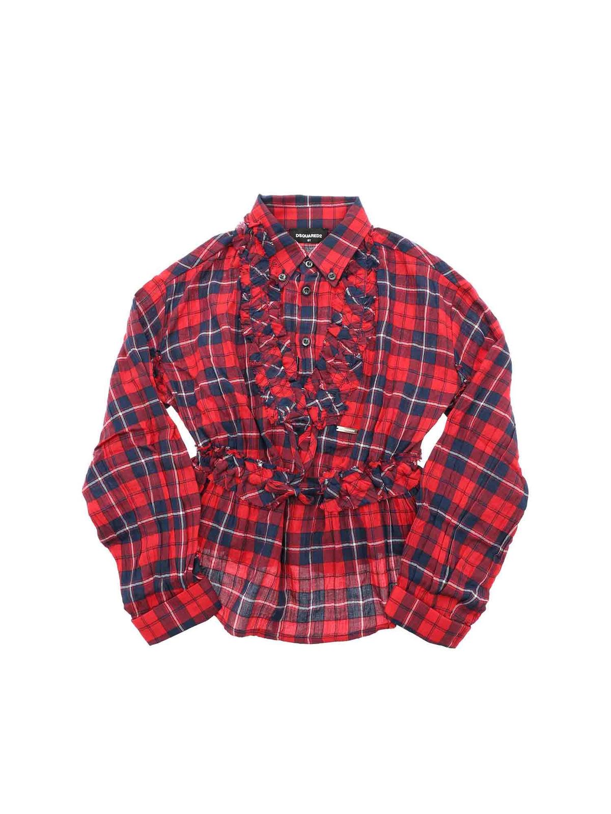 Checked blouse in red and blue DQ04BND00ZUDQ402 (Dsquared2 / シャツ・ブラウス ) | Dsquared2 (ディースクエアード)