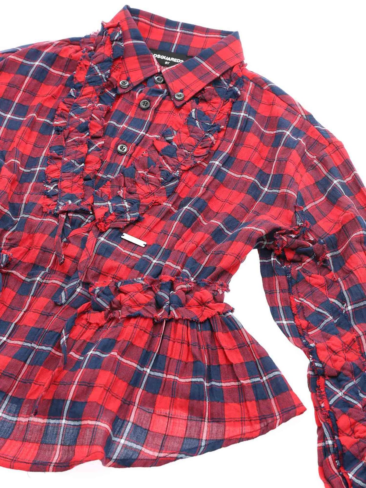 Checked blouse in red and blue DQ04BND00ZUDQ402 (Dsquared2 / シャツ・ブラウス ) | Dsquared2 (ディースクエアード)(2)