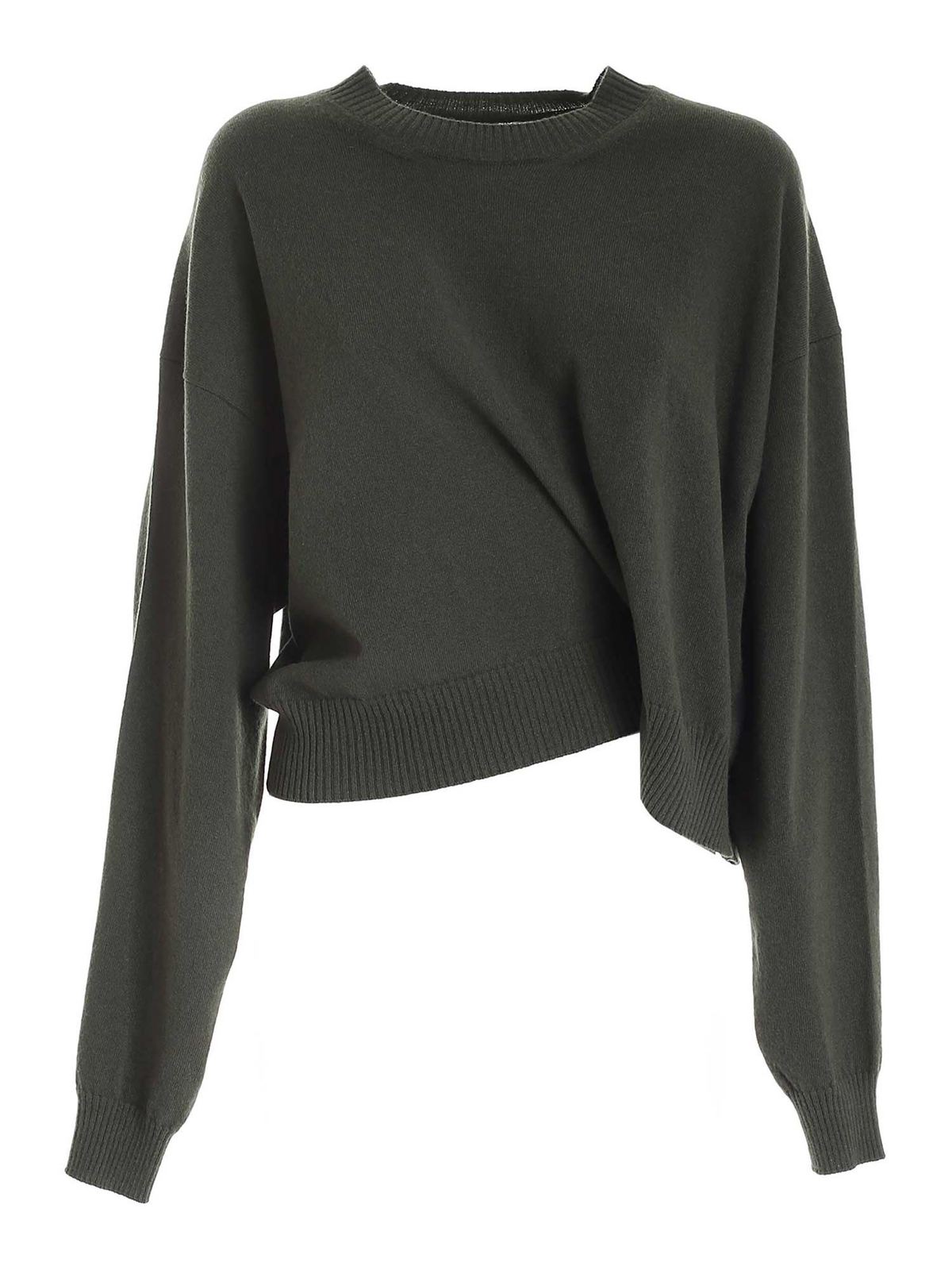 Asymmetrical sweater in green FB62PU6023AD51 (KENZO / ニット・セーター・カーディガン ) | KENZO (ケンゾー)