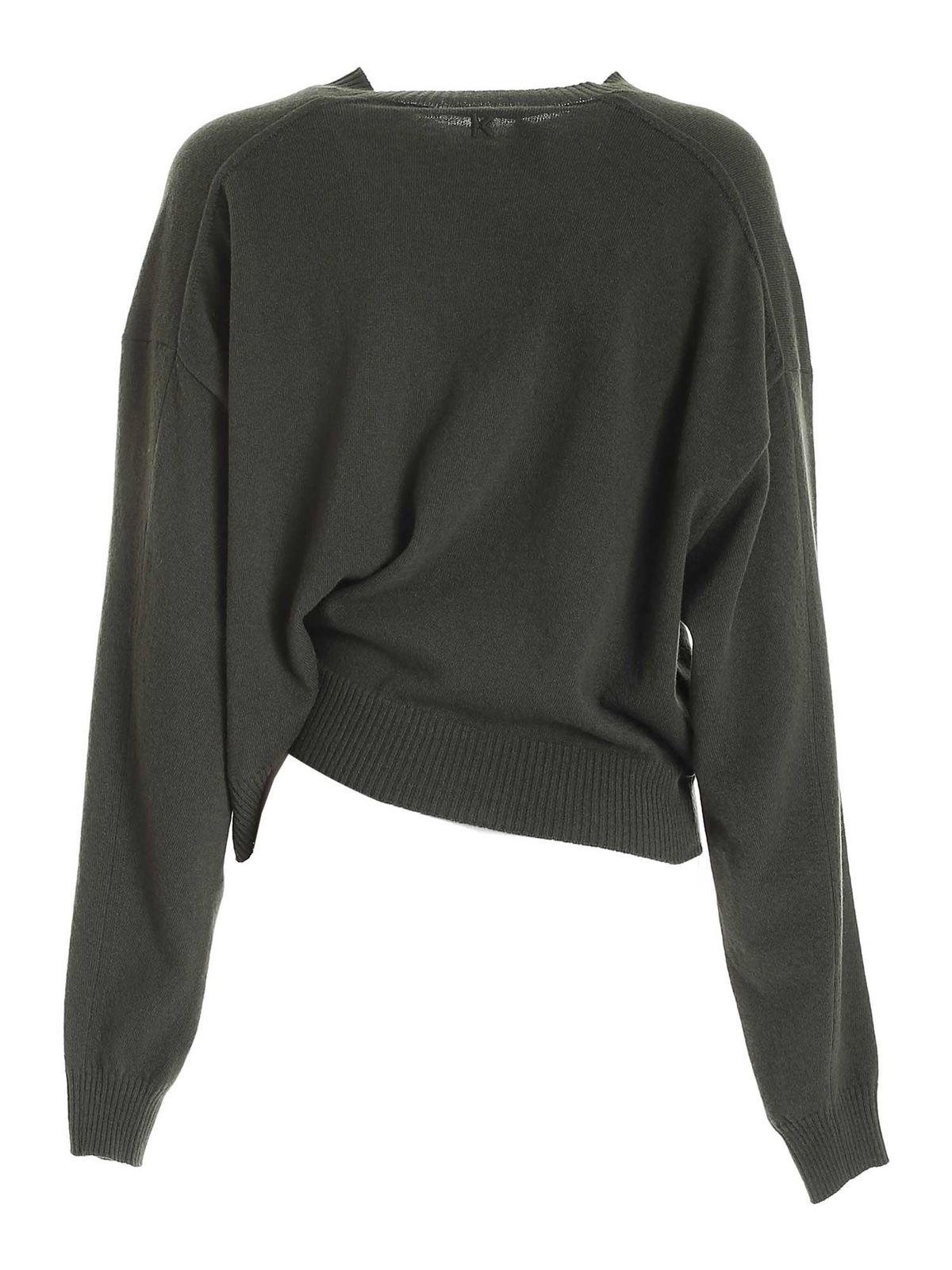 Asymmetrical sweater in green FB62PU6023AD51 (KENZO / ニット・セーター・カーディガン ) | KENZO (ケンゾー)(1)