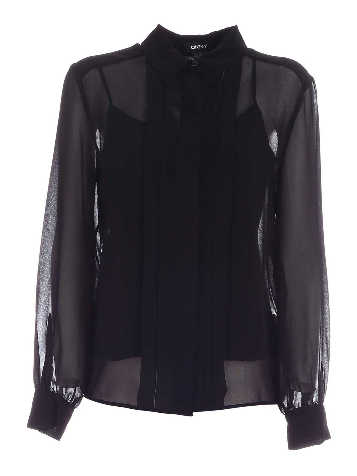 Plastron shirt in black P0GA7GF4BLI (DKNY / シャツ・ブラウス ) | DKNY (ディーケーエヌワイ)