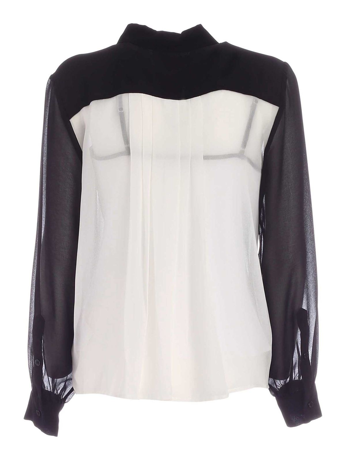 Plastron shirt in black P0GA7GF4BLI (DKNY / シャツ・ブラウス ) | DKNY (ディーケーエヌワイ)(1)