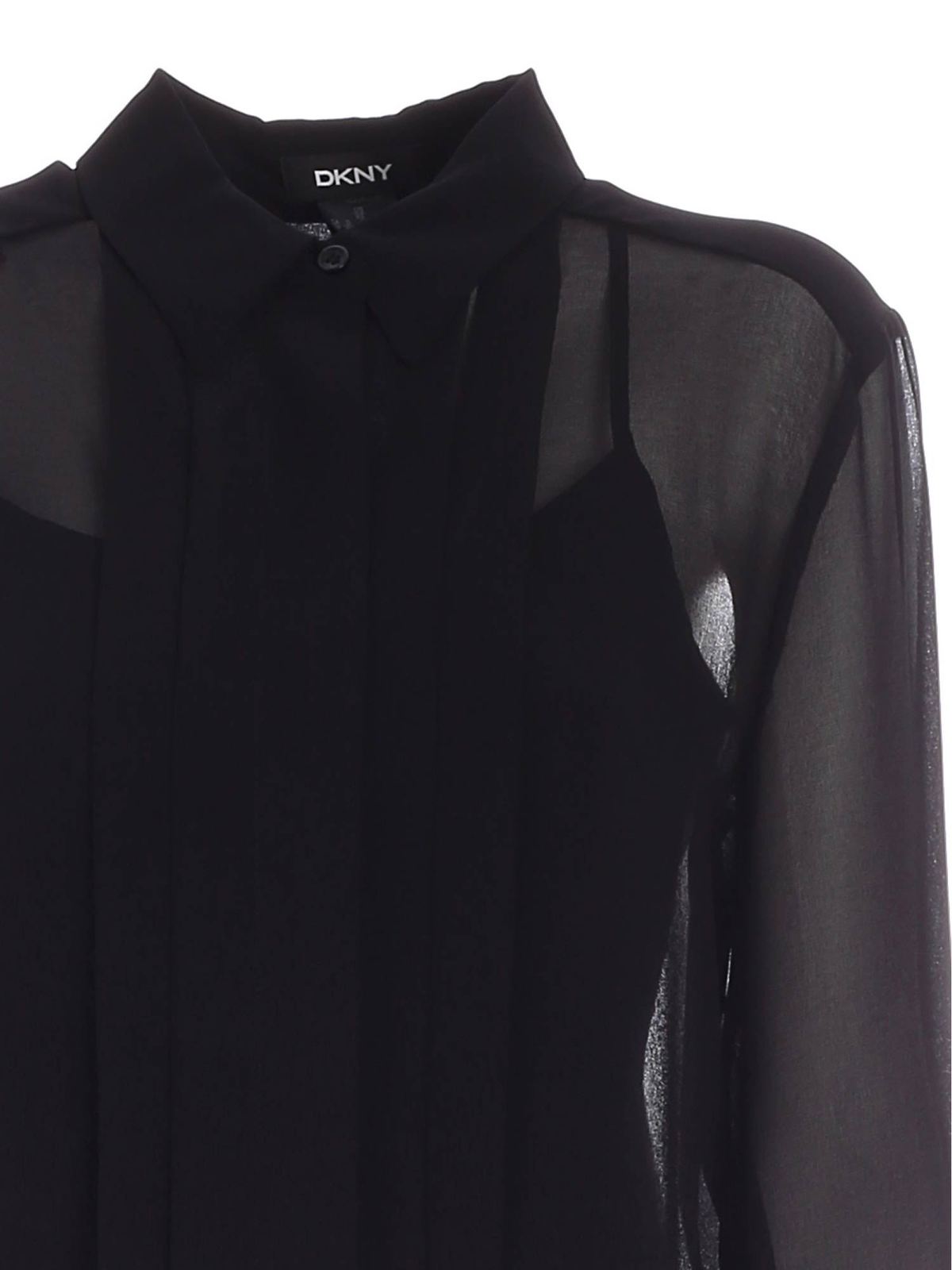 Plastron shirt in black P0GA7GF4BLI (DKNY / シャツ・ブラウス ) | DKNY (ディーケーエヌワイ)(2)