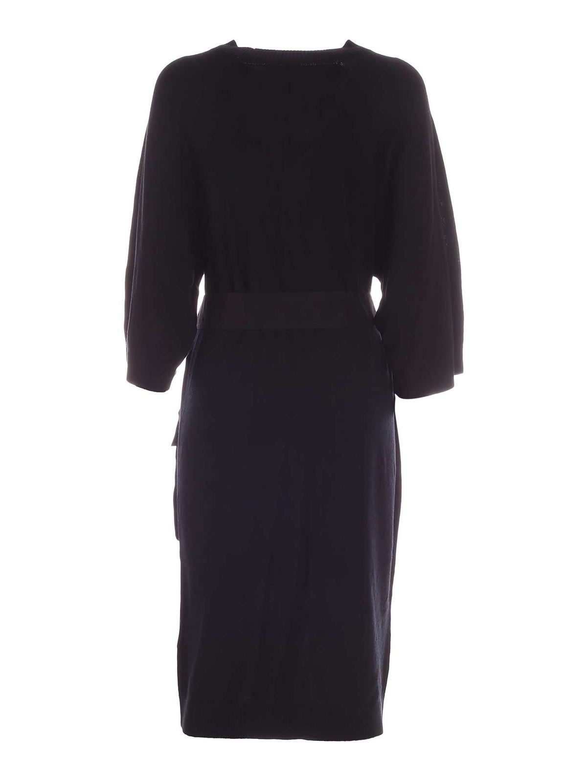 Maxi front pockets dress in black P0GO4GL5BLK (DKNY / ワンピース・ドレス・オールインワン ) | DKNY (ディーケーエヌワイ)(1)