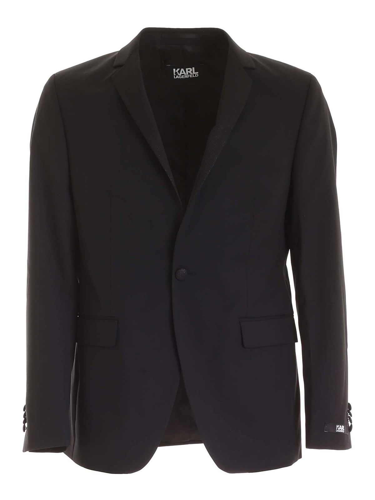 Lamé detail jacket in black 155242502083990 (KARL LAGERFELD / スーツ・ジャケット ) | KARL LAGERFELD (カール・ラガーフェルド)