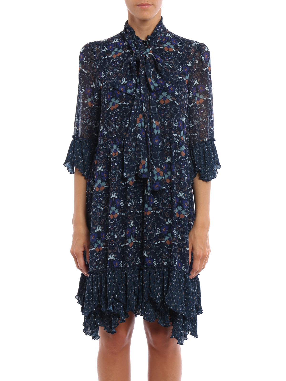 Russian Folk print flounced dress S7ARO24S7A030SKZ (See By Chloé / ワンピース・ドレス・オールインワン ) | See By Chloé (シーバイクロエ)(1)