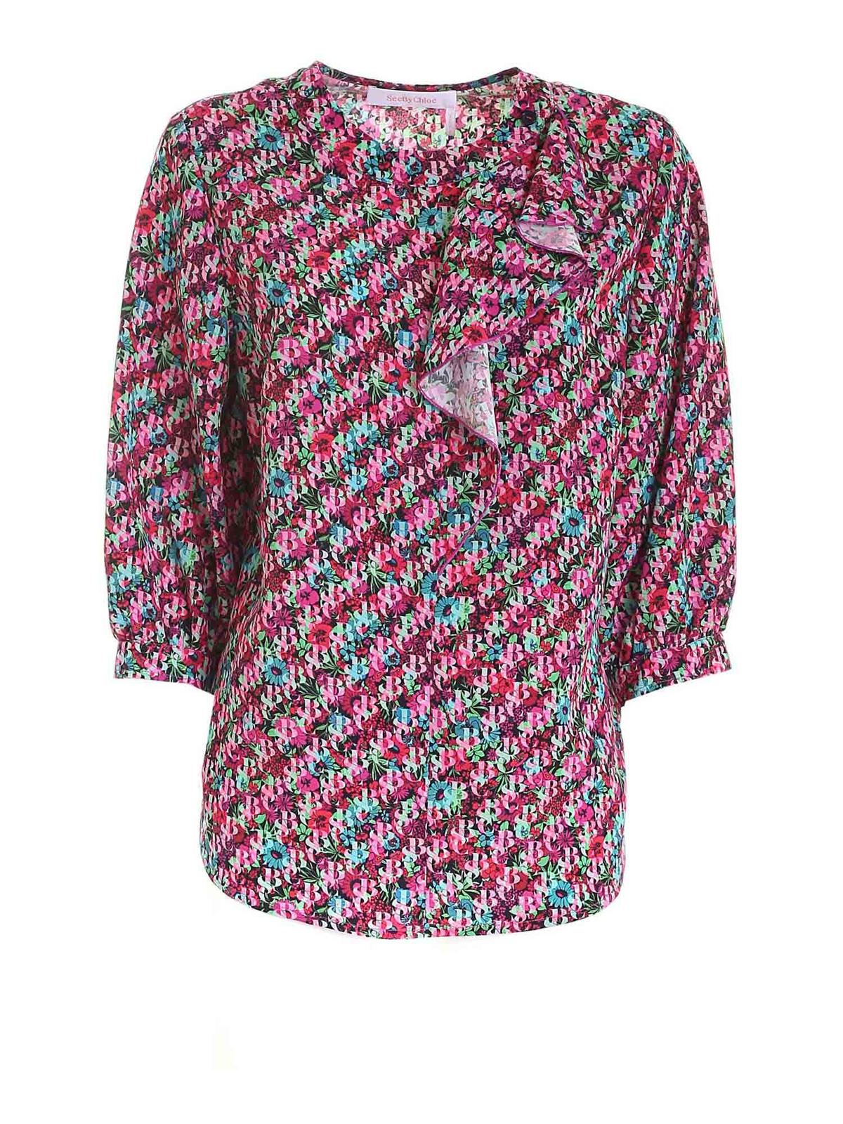 Logo blouse in fuchsia CHS21WHT070269CB (See By Chloé / シャツ・ブラウス ) | See By Chloé (シーバイクロエ)