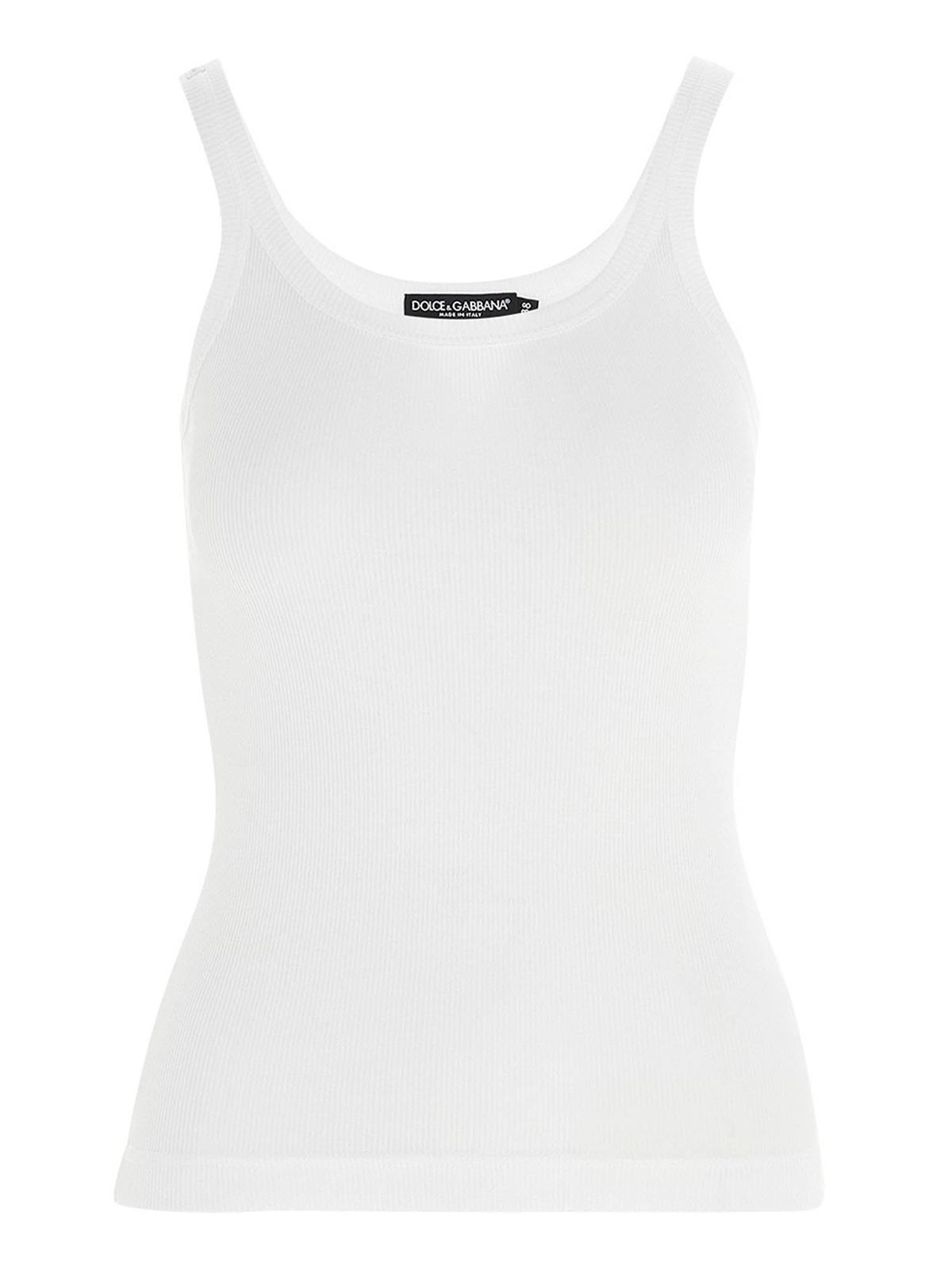 Ribbed tank top in white F8K97TFU7AVW0800 (Dolce & Gabbana / タンクトップ・キャミソール ) | Dolce & Gabbana (ドルチェガッバーナ)