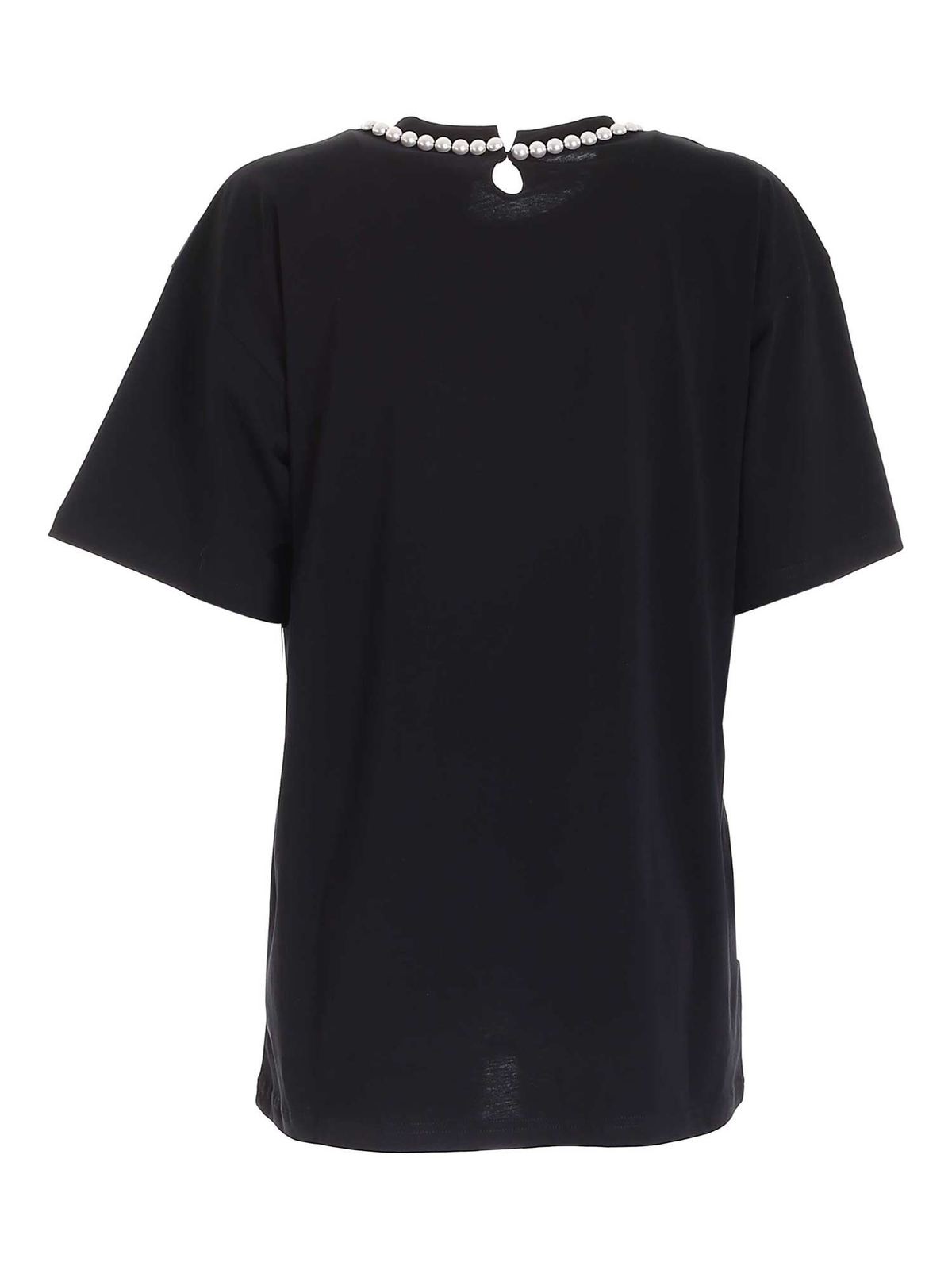 Pearls Double Question Mark logo T-shirt in b 071054402555 (MOSCHINO / Tシャツ・カットソー ) | MOSCHINO (モスキーノ)(1)