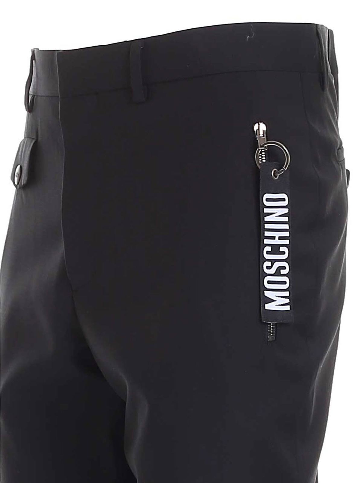 Logo charm pants in black 035170340555 (MOSCHINO / パンツ ) | MOSCHINO (モスキーノ)(2)