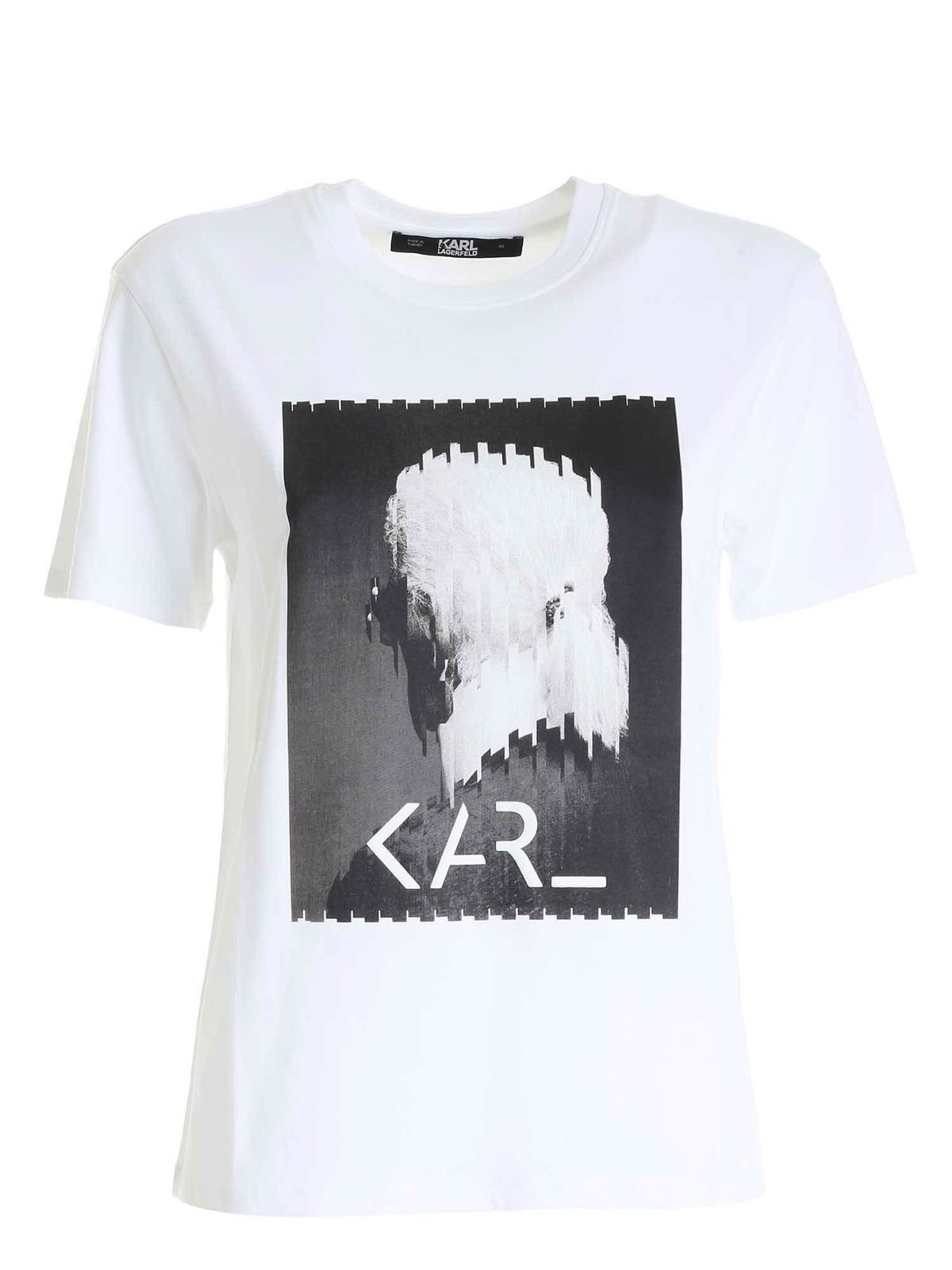 Karl Legend white t-shirt with black and whit 205W1718100 (KARL LAGERFELD / Tシャツ・カットソー ) | KARL LAGERFELD (カール・ラガーフェルド)
