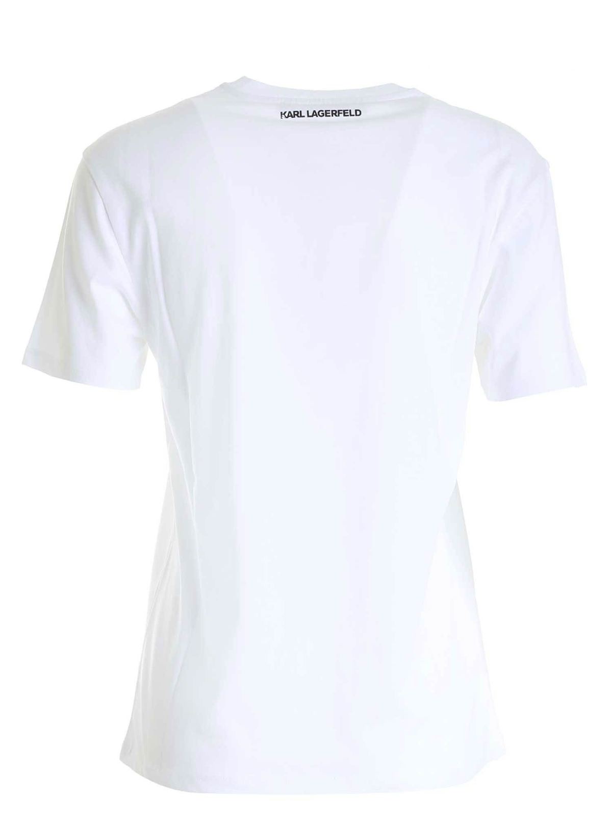 Karl Legend white t-shirt with black and whit 205W1718100 (KARL LAGERFELD / Tシャツ・カットソー ) | KARL LAGERFELD (カール・ラガーフェルド)(1)