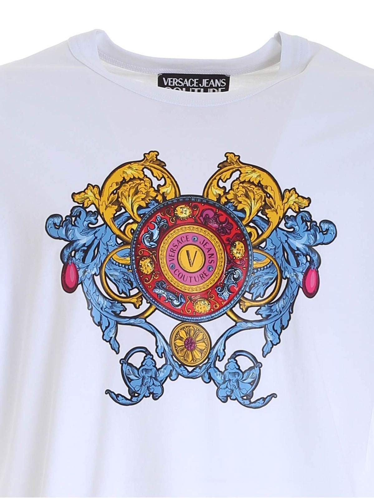 Emblem Regalia logo T-shirt in white 71GAHT17CJ00O003 (VERSACE JEANS COUTURE / Tシャツ・カットソー ) | VERSACE JEANS COUTURE (ヴェルサーチェ ジーンズ クチュール)(2)
