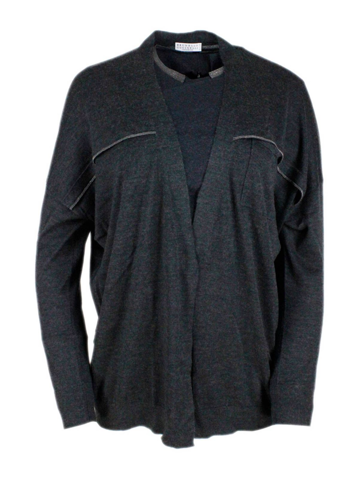 Jewel cardigan in anthracite color M13829006C055 (Brunello Cucinelli / ニット・セーター・カーディガン ) | Brunello Cucinelli (ブルネロ・クチネリ)