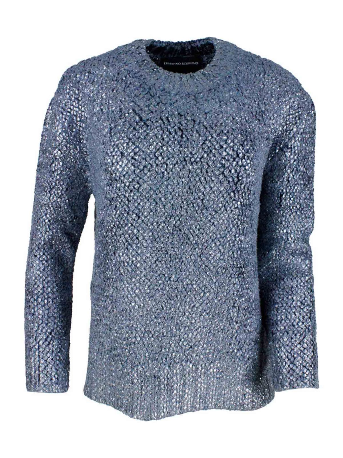 Crystals pullover in blue D375M355VXTB3713 (ERMANNO SCERVINO / ニット・セーター・カーディガン ) | ERMANNO SCERVINO (エルマンノ シェルヴィーノ)