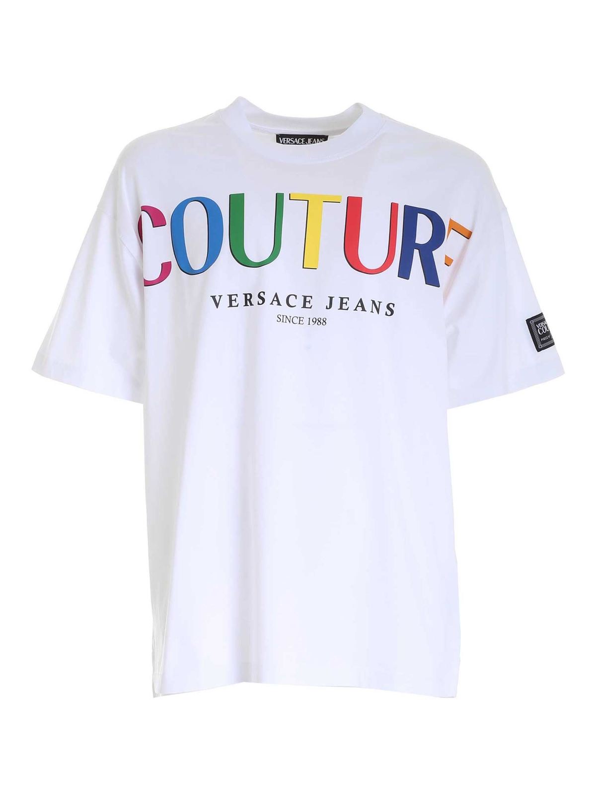 Logo t-shirt in white 71GAHP02CJ00P003 (VERSACE JEANS COUTURE / Tシャツ・カットソー ) | VERSACE JEANS COUTURE (ヴェルサーチェ ジーンズ クチュール)