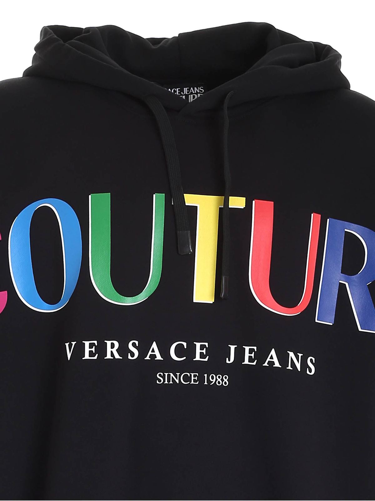Multi logo hoodie in black 71GAIP04CF00P899 (VERSACE JEANS COUTURE / スウェット・フーディー ) | VERSACE JEANS COUTURE (ヴェルサーチェ ジーンズ クチュール)(2)