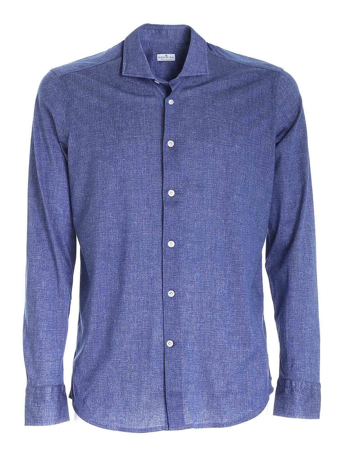 Melange shirt in blue FJ15J13402 (SONRISA / シャツ・ブラウス ) | SONRISA (ソンリーサ)