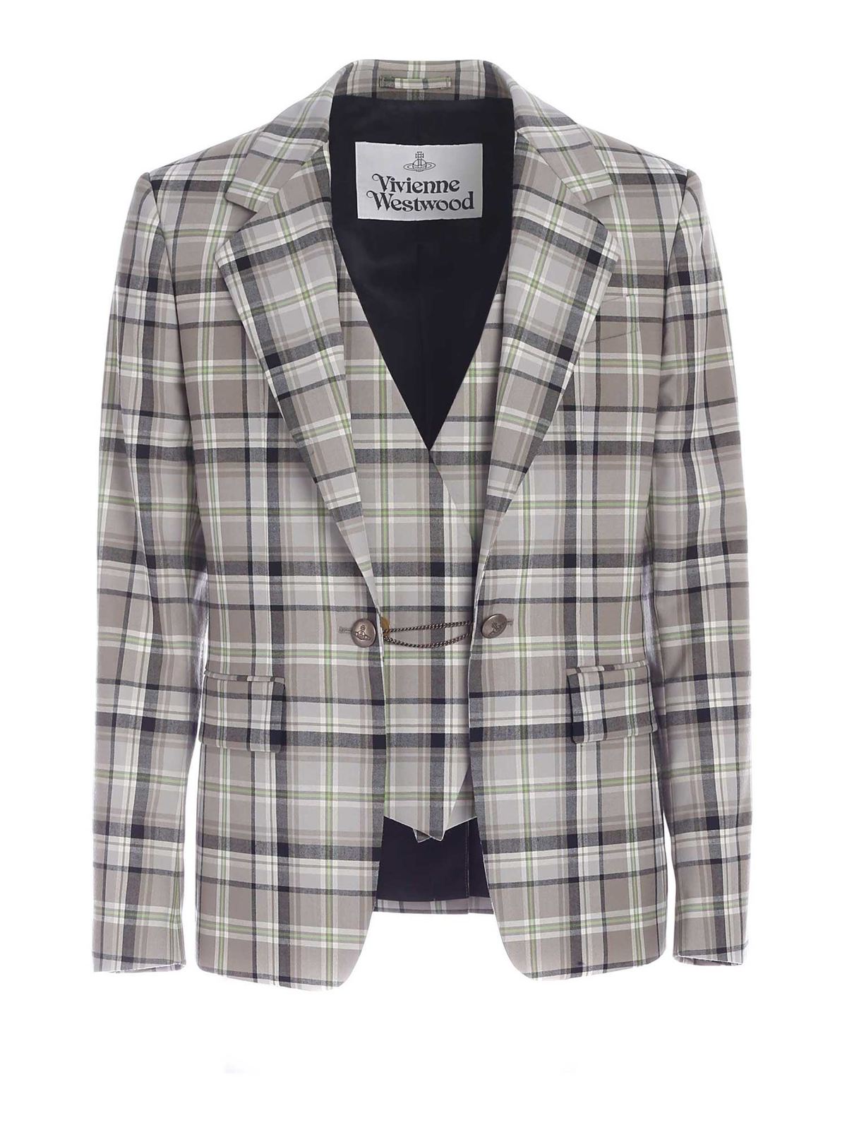 Checked jacket with inner vest in grey 23010002W003JO202 (Vivienne Westwood / スーツ・ジャケット ) | Vivienne Westwood (ヴィヴィアン・ウェストウッド)