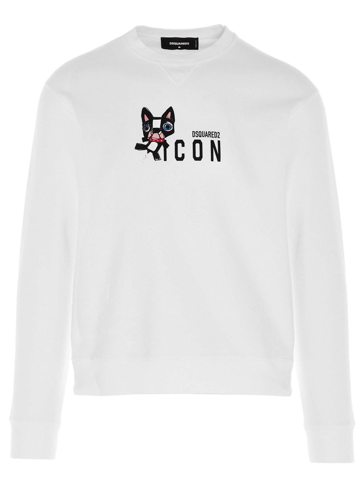 Crewneck sweatshirt with print in white S79GU0026S25042100 (Dsquared2 / スウェット・フーディー ) | Dsquared2 (ディースクエアード)