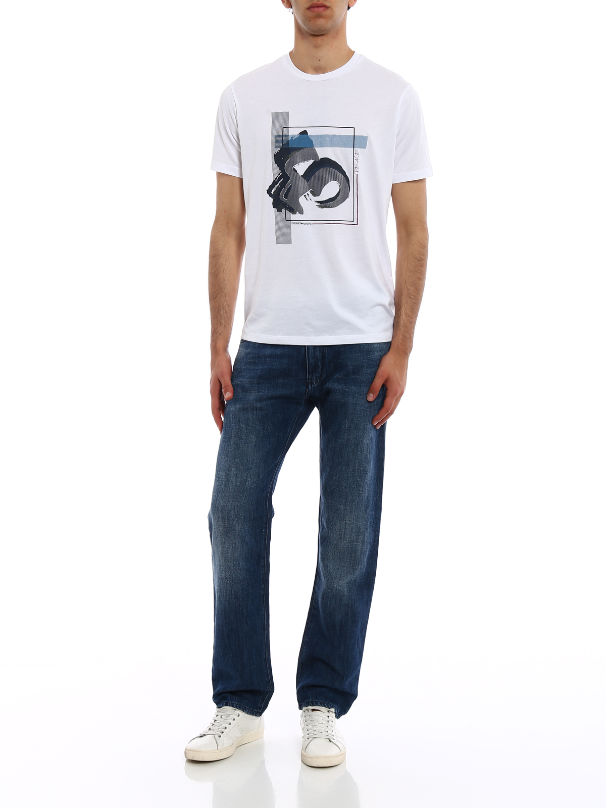 Dark wash cotton and linen jeans 3Z1J451DFAZ0942 (EMPORIO ARMANI / ジーンズ ) | EMPORIO ARMANI (エンポリオ アルマーニ)(1)
