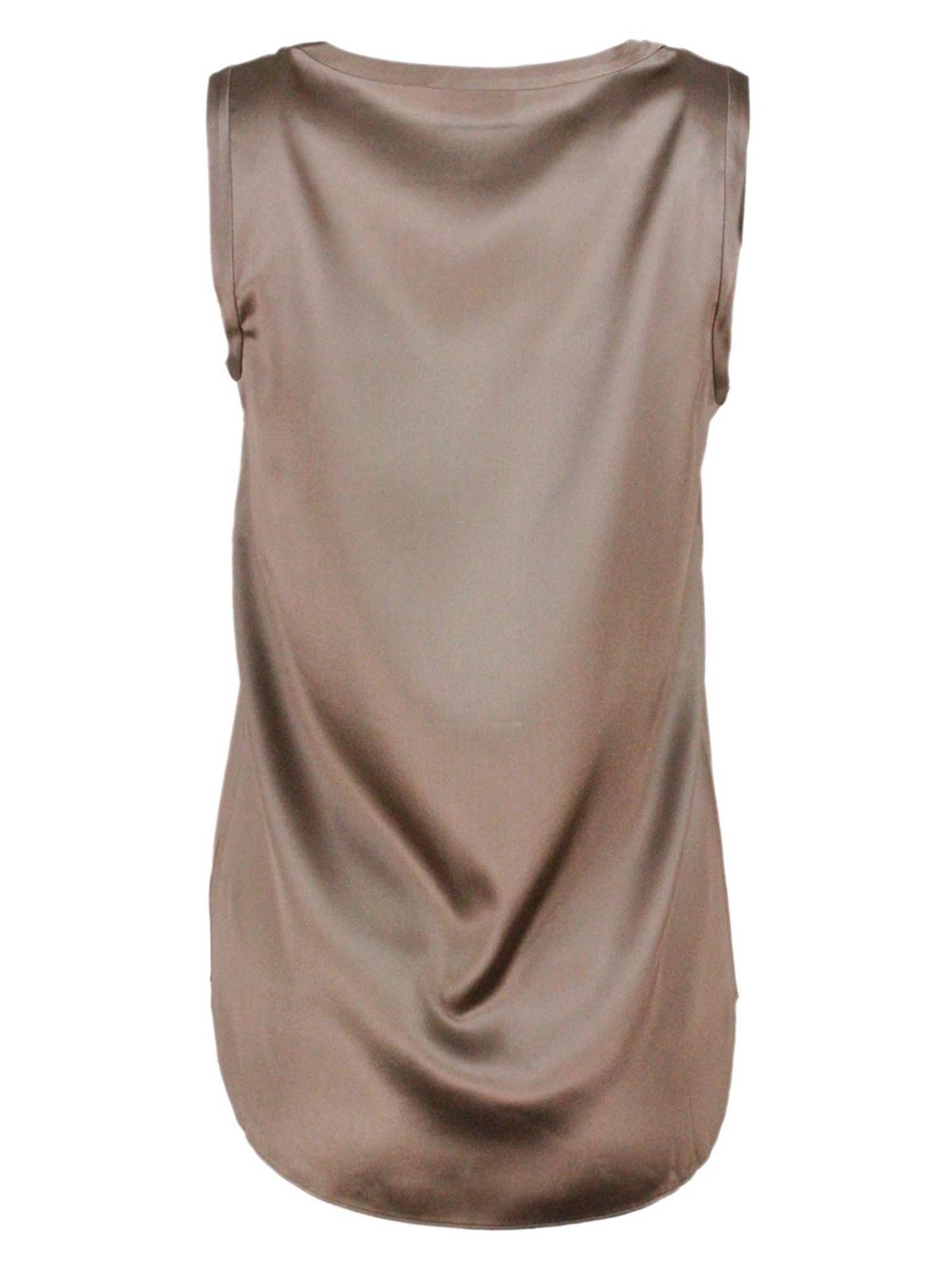 Silk satin top in brown M0C59E0600C7334 (Brunello Cucinelli / タンクトップ・キャミソール ) | Brunello Cucinelli (ブルネロ・クチネリ)(1)