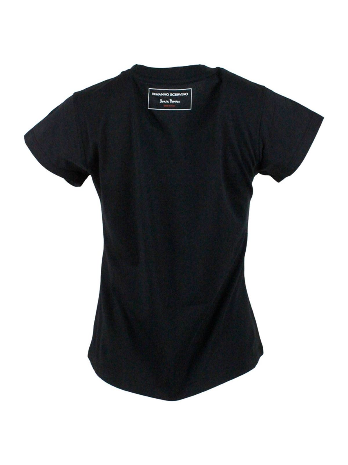 Rhinestones T-shirt in black D385L306CTUER95708 (ERMANNO SCERVINO / Tシャツ・カットソー ) | ERMANNO SCERVINO (エルマンノ シェルヴィーノ)(1)