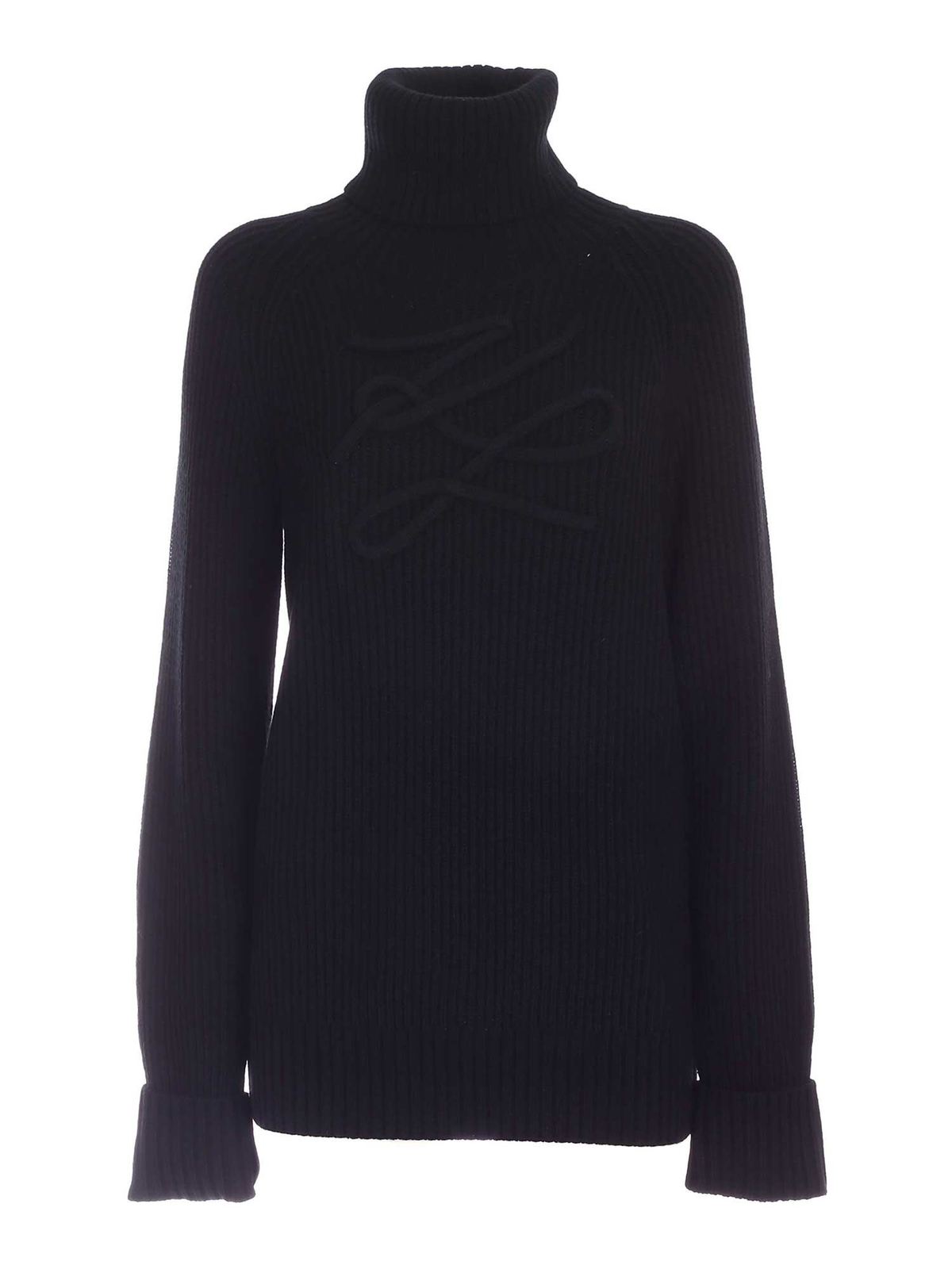 KL Soutache turtleneck in black 216W2007999 (KARL LAGERFELD / ニット・セーター・カーディガン ) | KARL LAGERFELD (カール・ラガーフェルド)