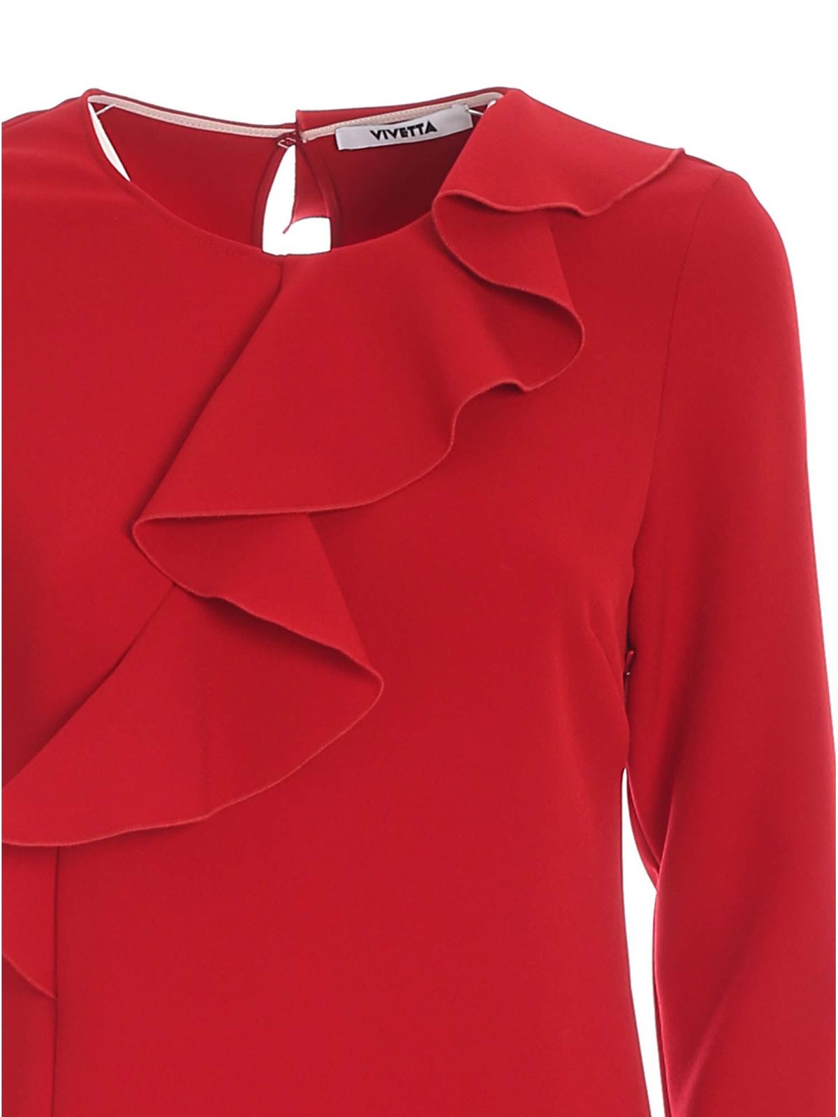 Rouches dress in red 21IV2M0H0615A704625 (VIVETTA / ワンピース・ドレス・オールインワン ) | VIVETTA (ヴィヴェッタ)(2)