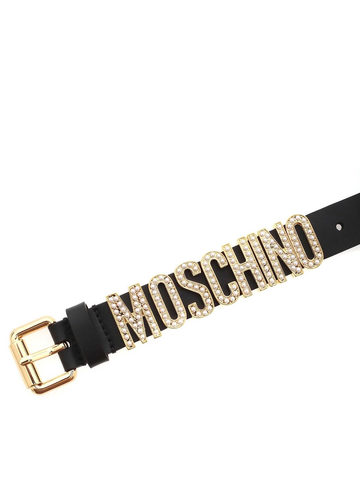 Logo lettering micro beaded bracelet in black 775380081555 (MOSCHINO / ブレスレット ) | MOSCHINO (モスキーノ)(1)
