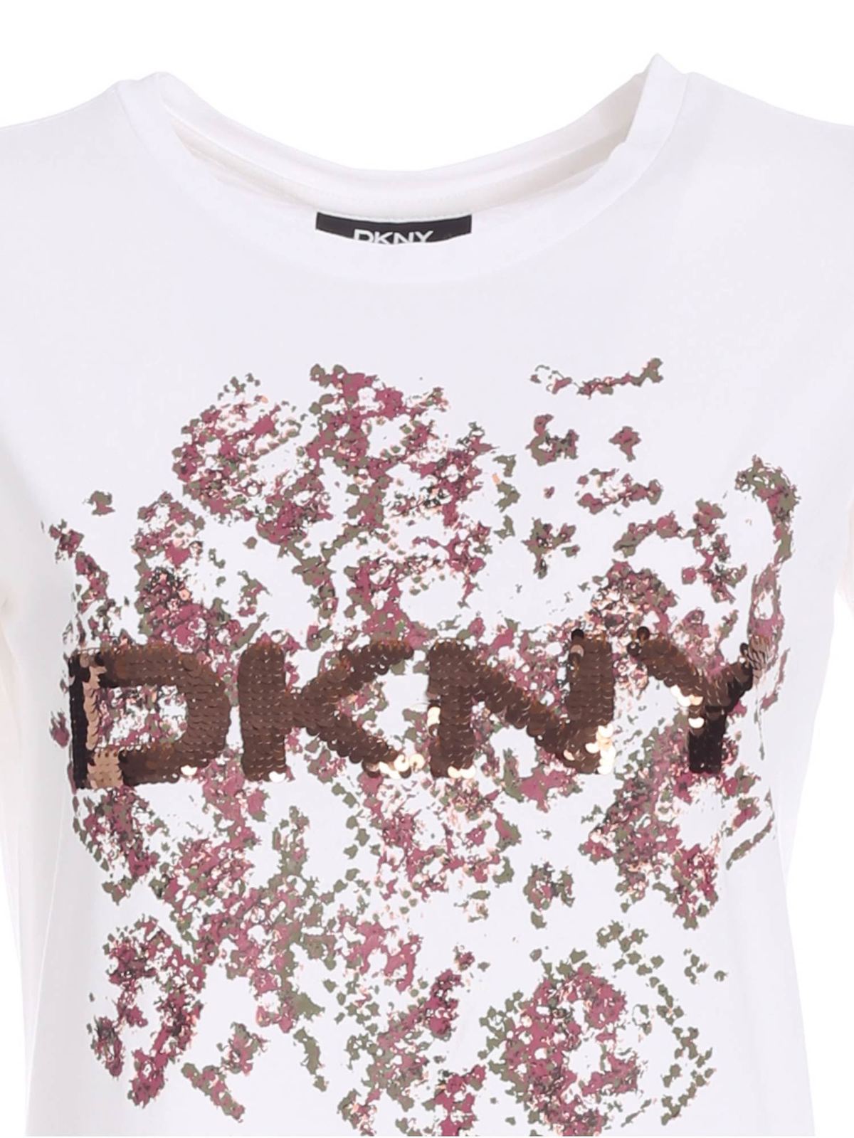 Sequined logo T-shirt in white P1GQVDNAWHITE (DKNY / Tシャツ・カットソー ) | DKNY (ディーケーエヌワイ)(2)