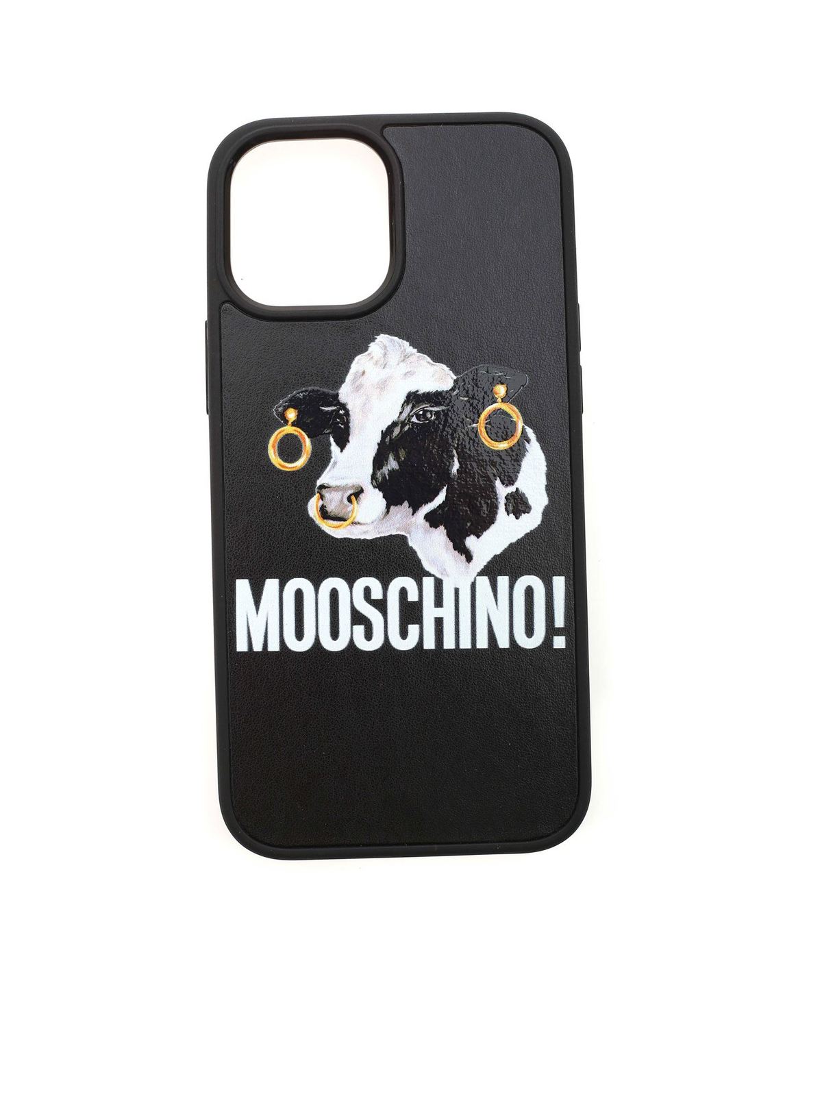 iPhone 12 Pro max Cow case in black 794583081555 (MOSCHINO / テックアイテム ) | MOSCHINO (モスキーノ)