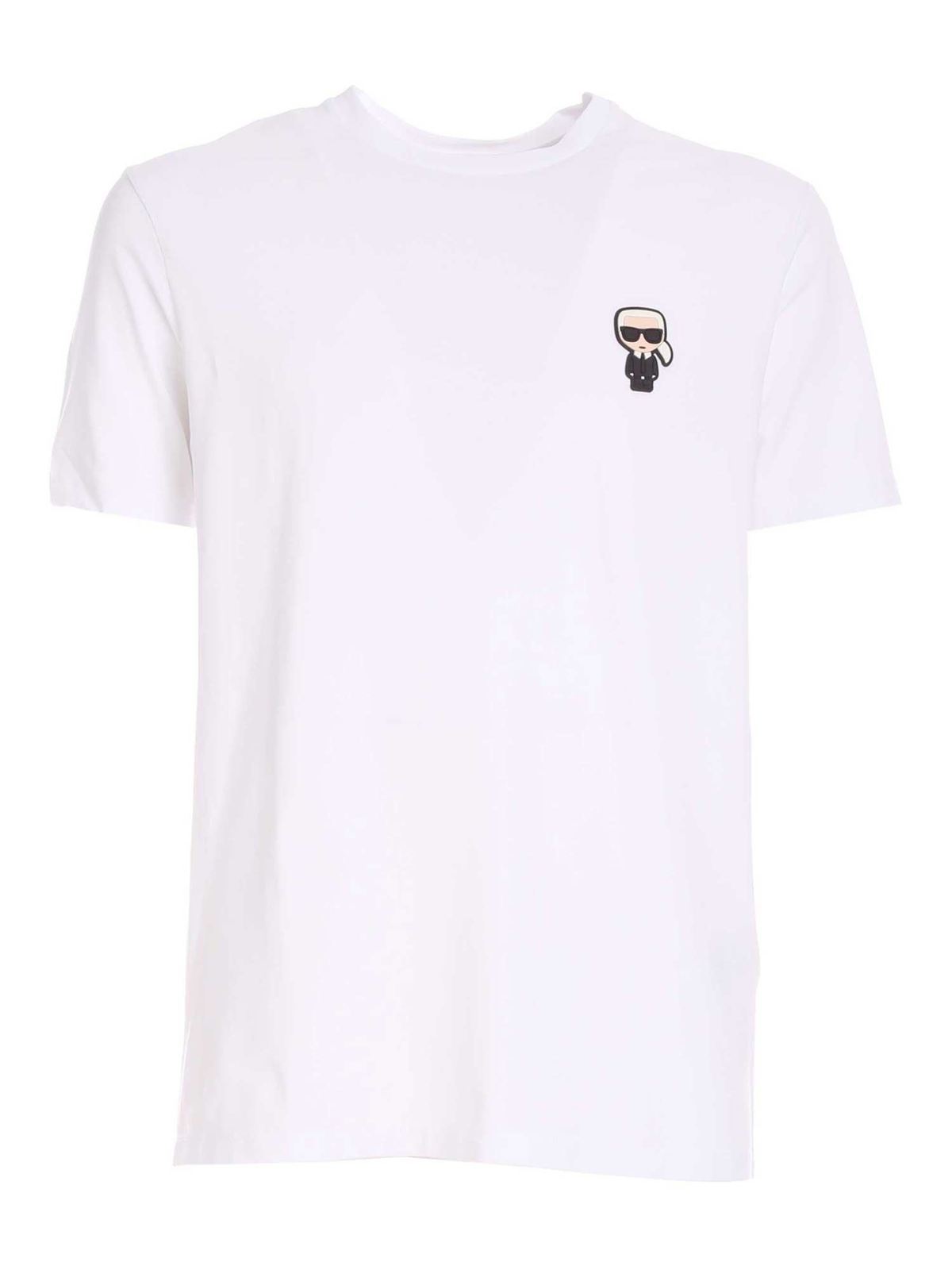 Rubber logo patch T-shirt in white 75502751222110 (KARL LAGERFELD / Tシャツ・カットソー ) | KARL LAGERFELD (カール・ラガーフェルド)