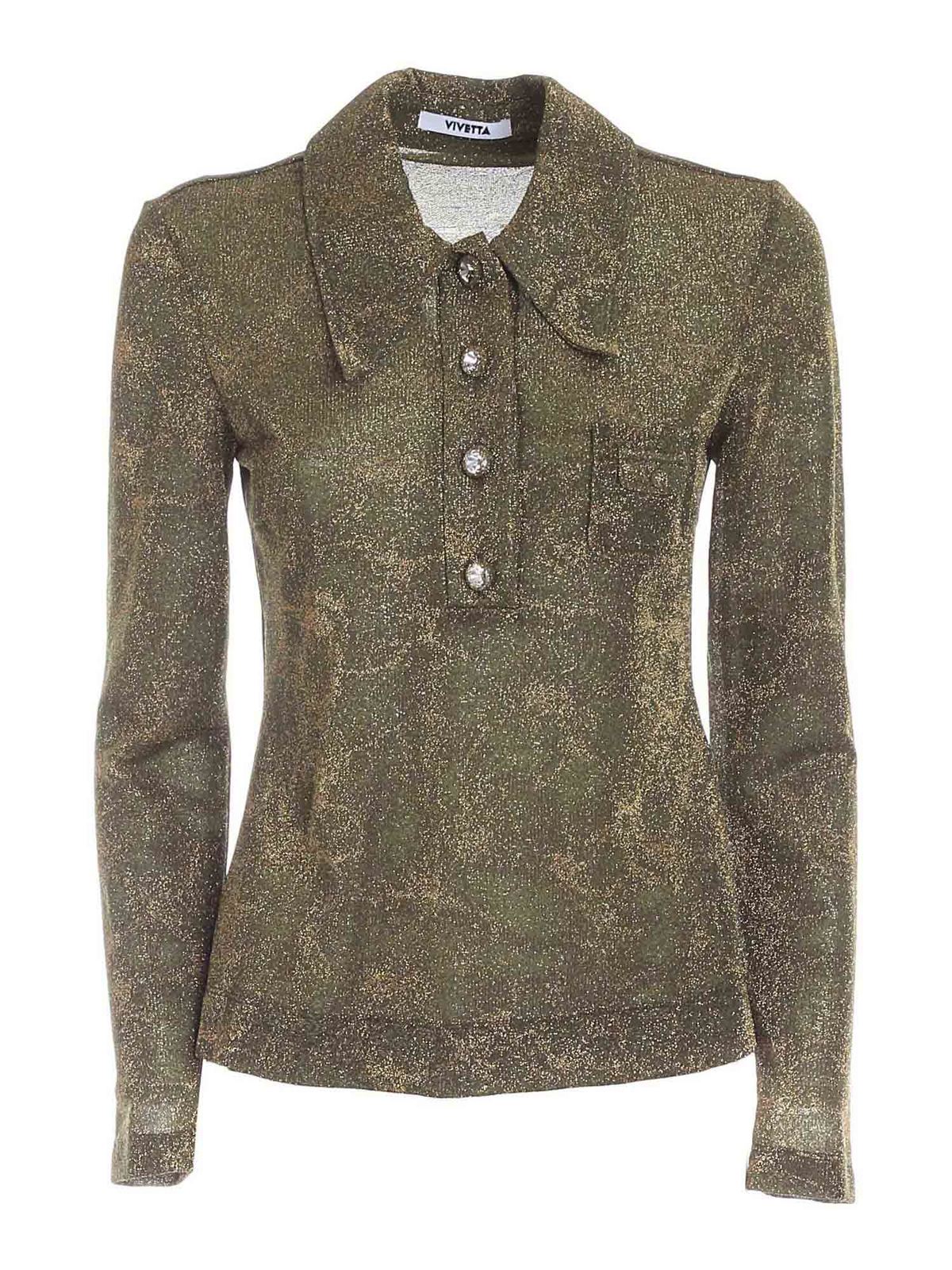 Lurex polo shirt in green and gold 21IV2S0G0114750M501 (VIVETTA / ポロシャツ ) | VIVETTA (ヴィヴェッタ)