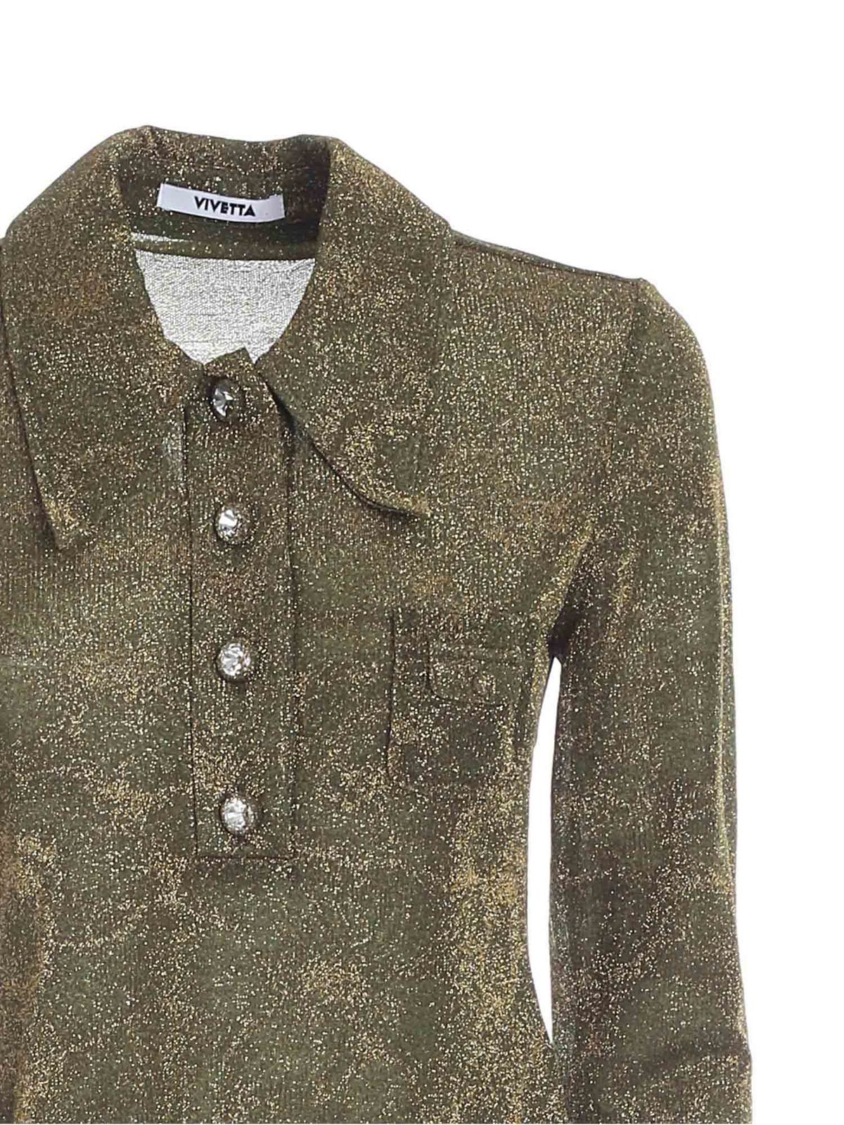 Lurex polo shirt in green and gold 21IV2S0G0114750M501 (VIVETTA / ポロシャツ ) | VIVETTA (ヴィヴェッタ)(2)