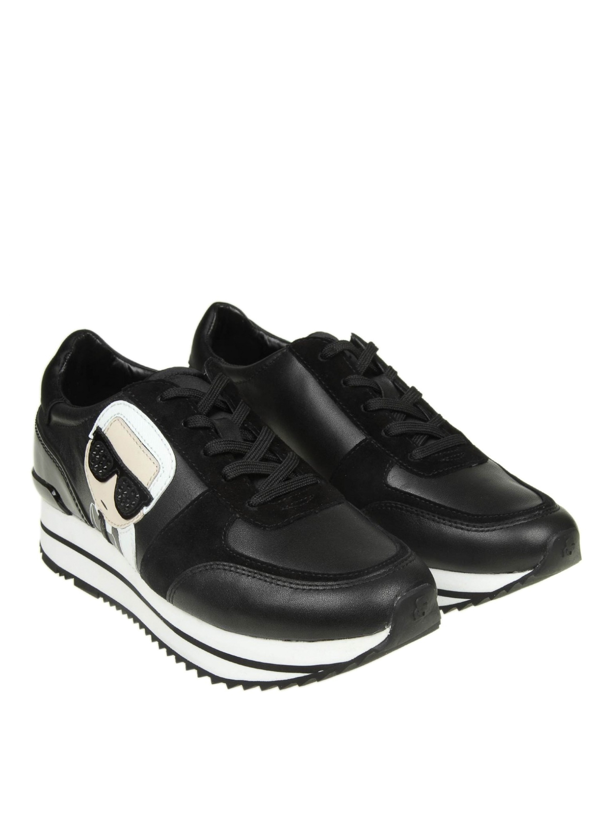 Karl patch detail leather and suede sneakers KL61930BLACK (KARL LAGERFELD / スニーカー ) | KARL LAGERFELD (カール・ラガーフェルド)(1)