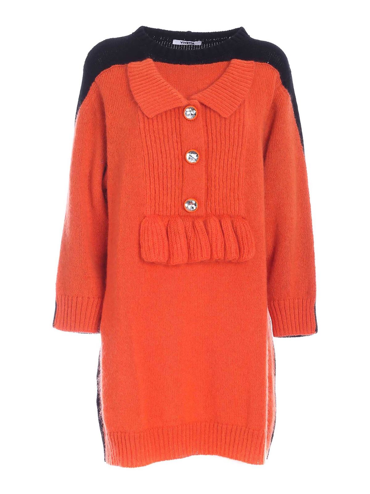 Knit dress in orange and black 21IV2S0AH0170799003 (VIVETTA / ワンピース・ドレス・オールインワン ) | VIVETTA (ヴィヴェッタ)