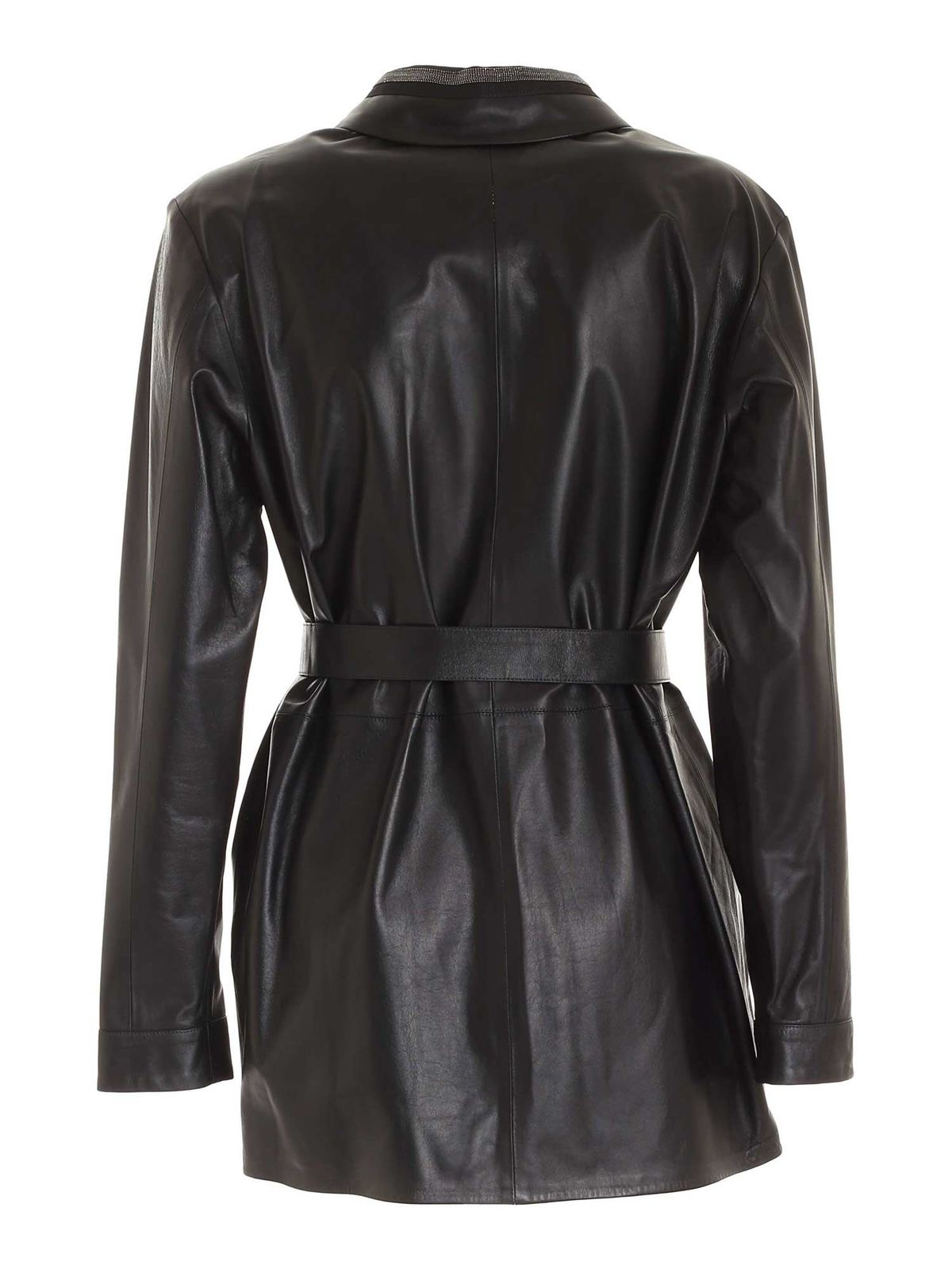 Leather jacket in black PLD271W272F263825 (FABIANA FILIPPI / カジュアルジャケット・ベスト ) | FABIANA FILIPPI (ファビアナフィリッピ)(1)