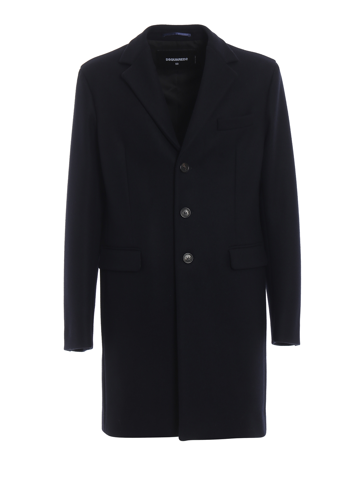 Blue techno wool single-breasted coat S74AA0156S48924524 (Dsquared2 / コート・ダウン ) | Dsquared2 (ディースクエアード)