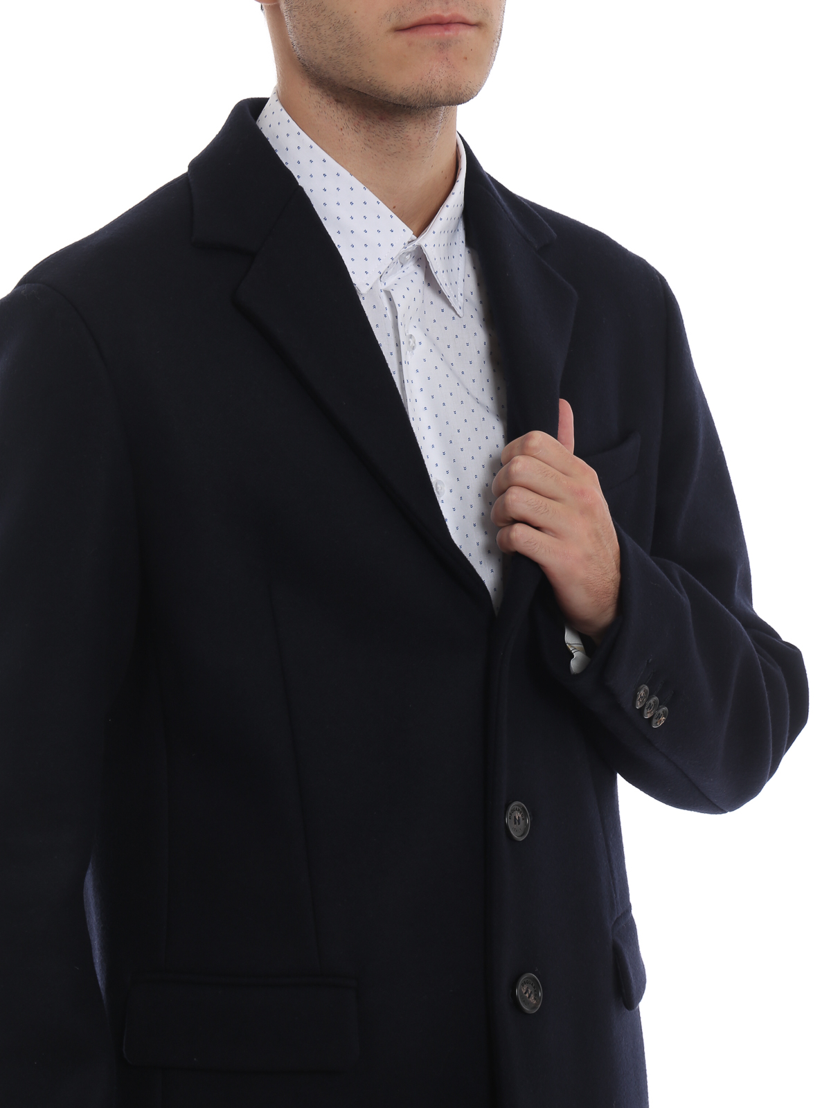 Blue techno wool single-breasted coat S74AA0156S48924524 (Dsquared2 / コート・ダウン ) | Dsquared2 (ディースクエアード)(4)