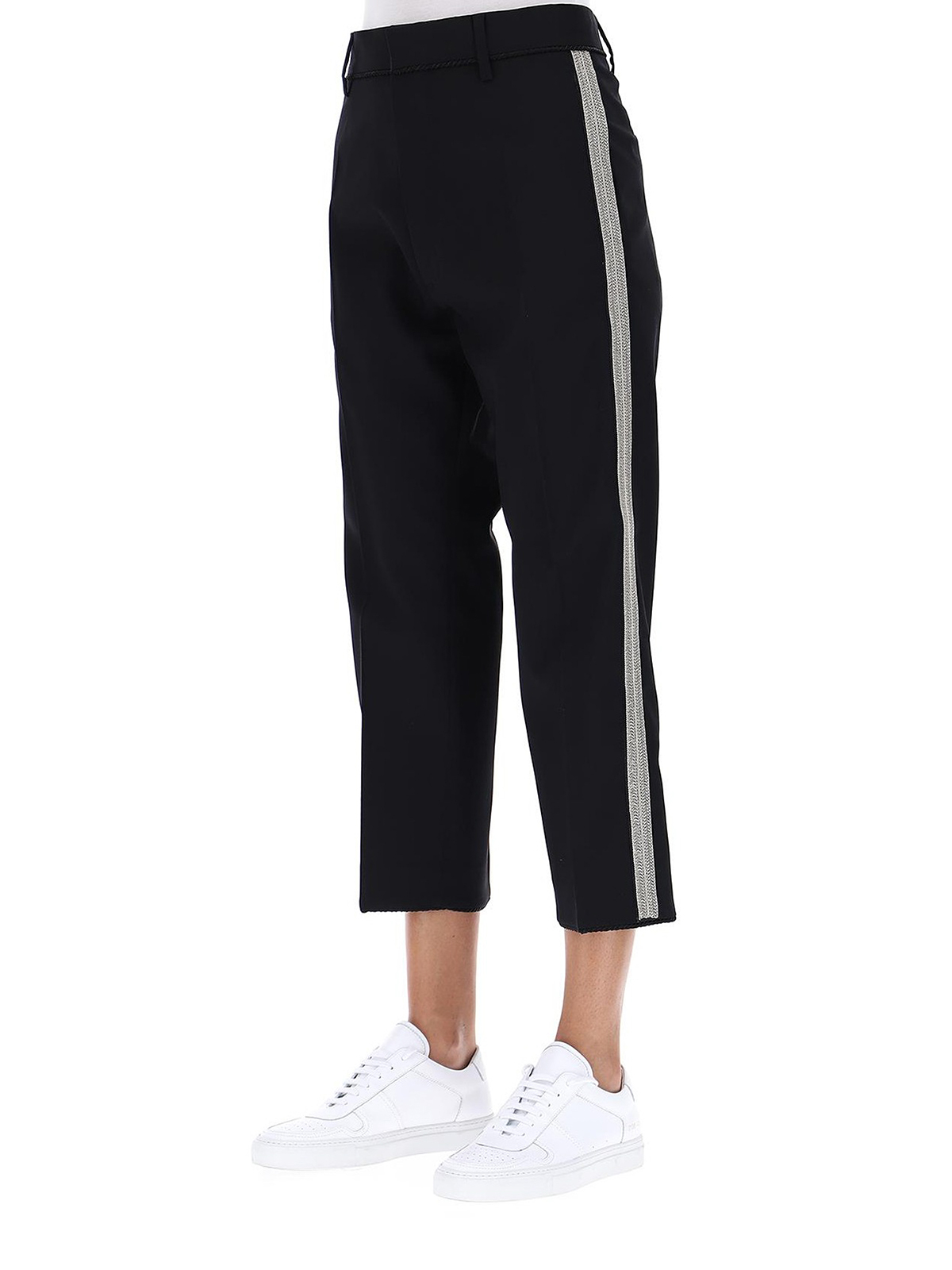 Cropped wool trousers with contrasting bands S72KA0845S42916900 (Dsquared2 / パンツ ) | Dsquared2 (ディースクエアード)(1)
